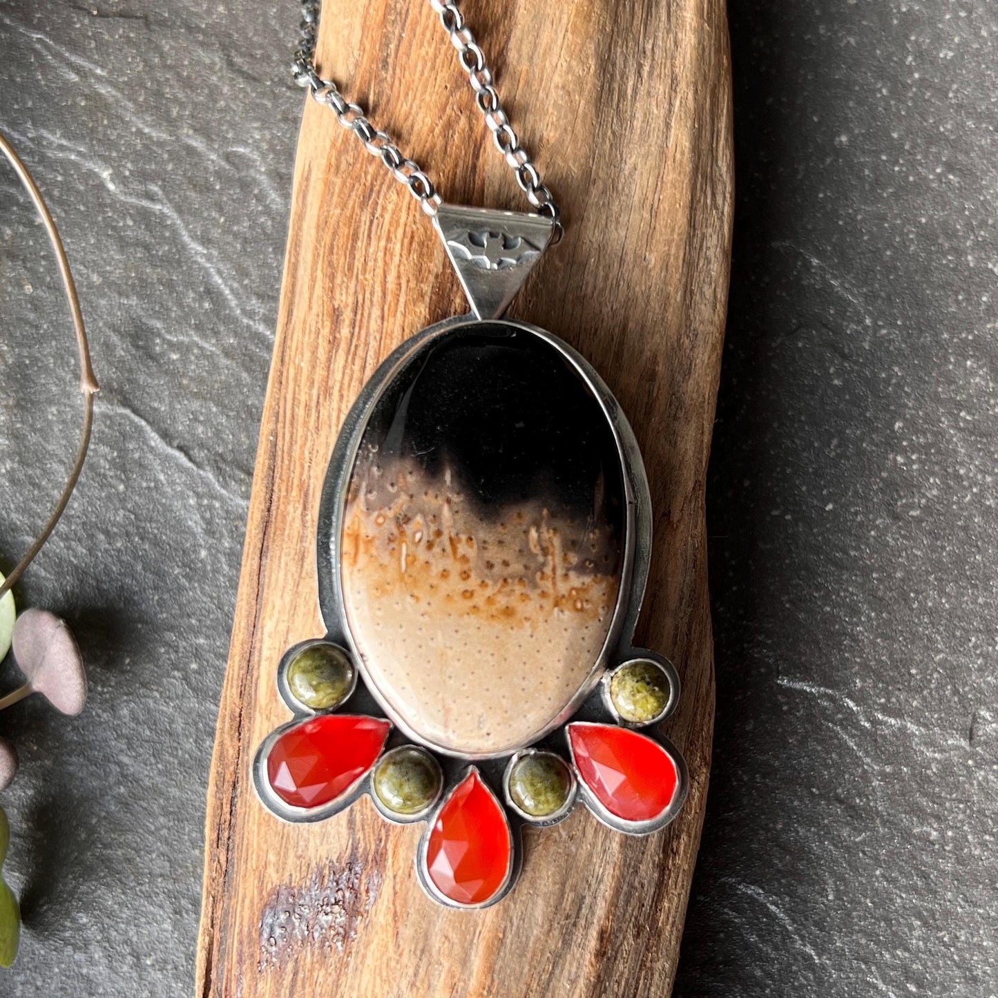 Root Plume Agate Pendant