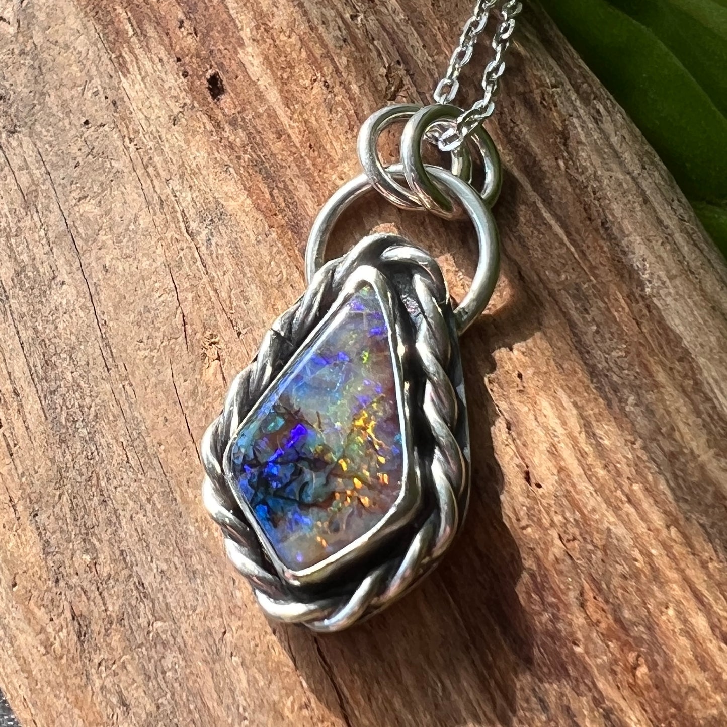 Monarch Opal Silver Pendant