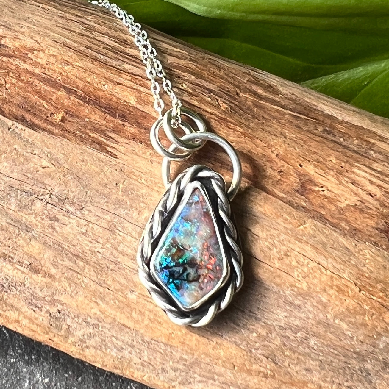 Monarch Opal Silver Pendant