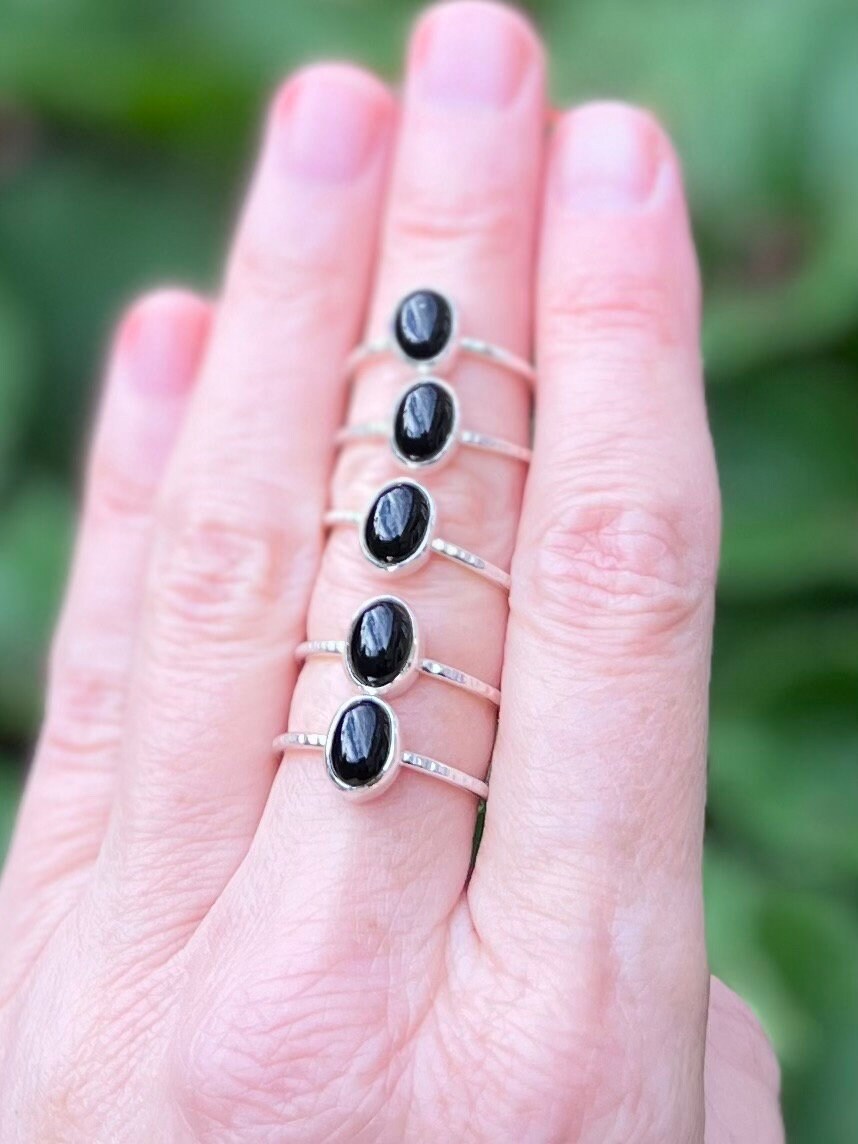 Black Onyx Stacker Ring, various sizes available