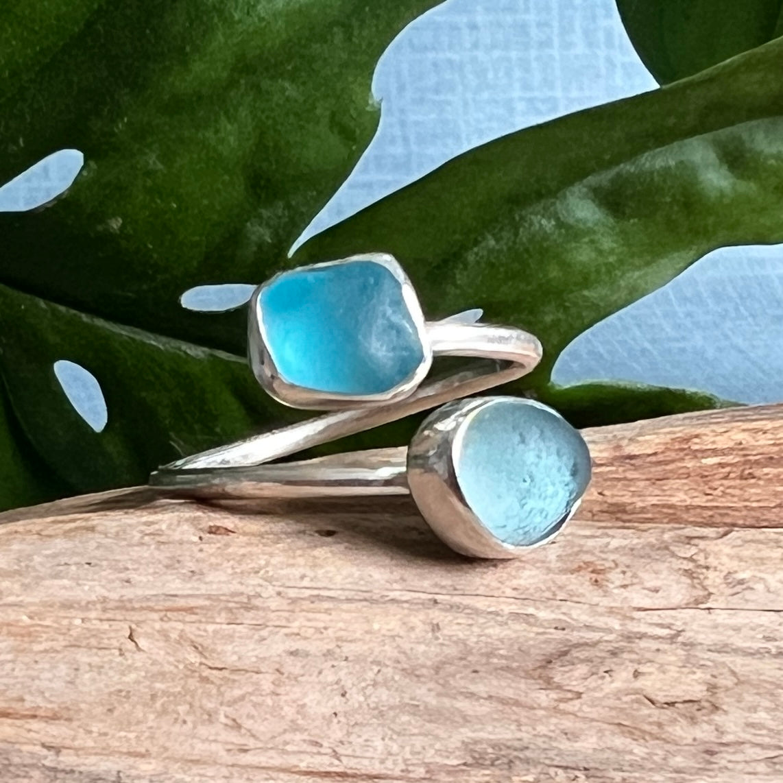 Adjustable Sea Glass Rings