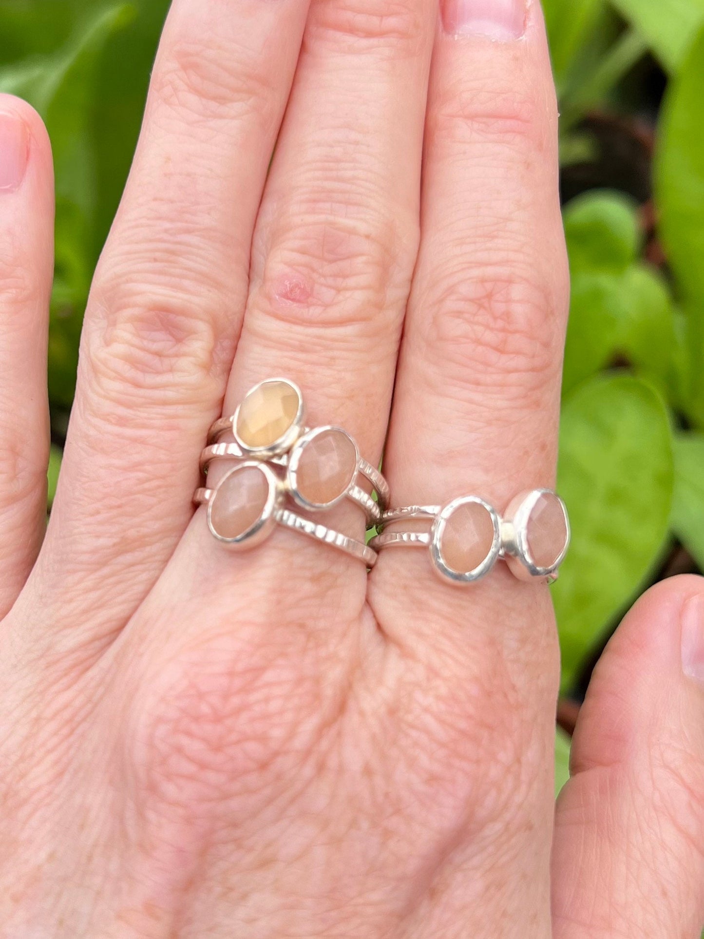 Peach Moonstone Stacker Ring, various sizes available