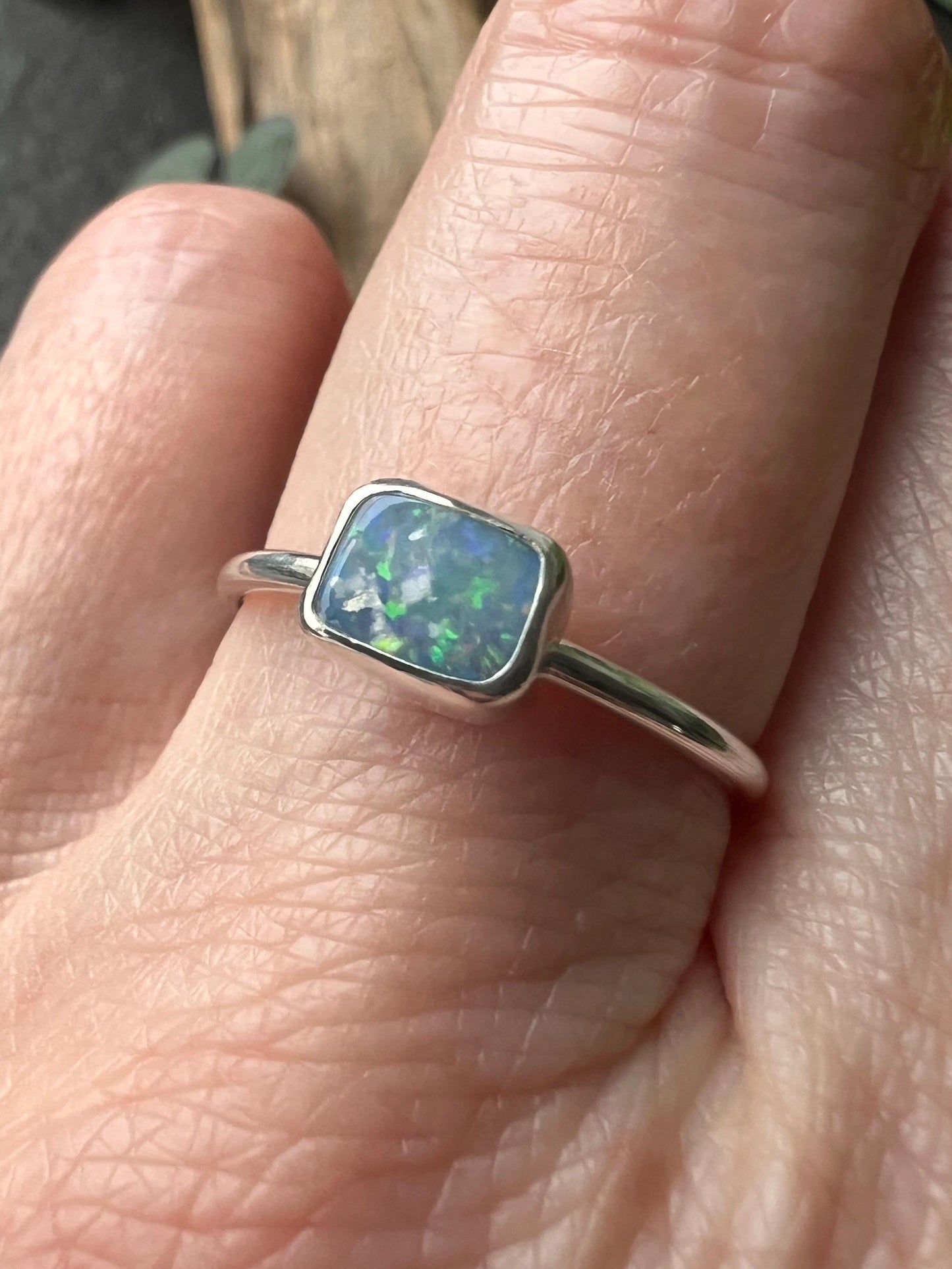 Australian Opal Doublet Stacking Ring