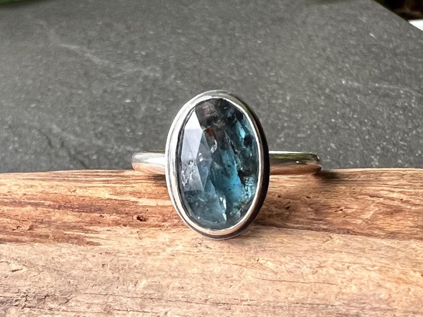 Indigo Moss Kyanite Ring