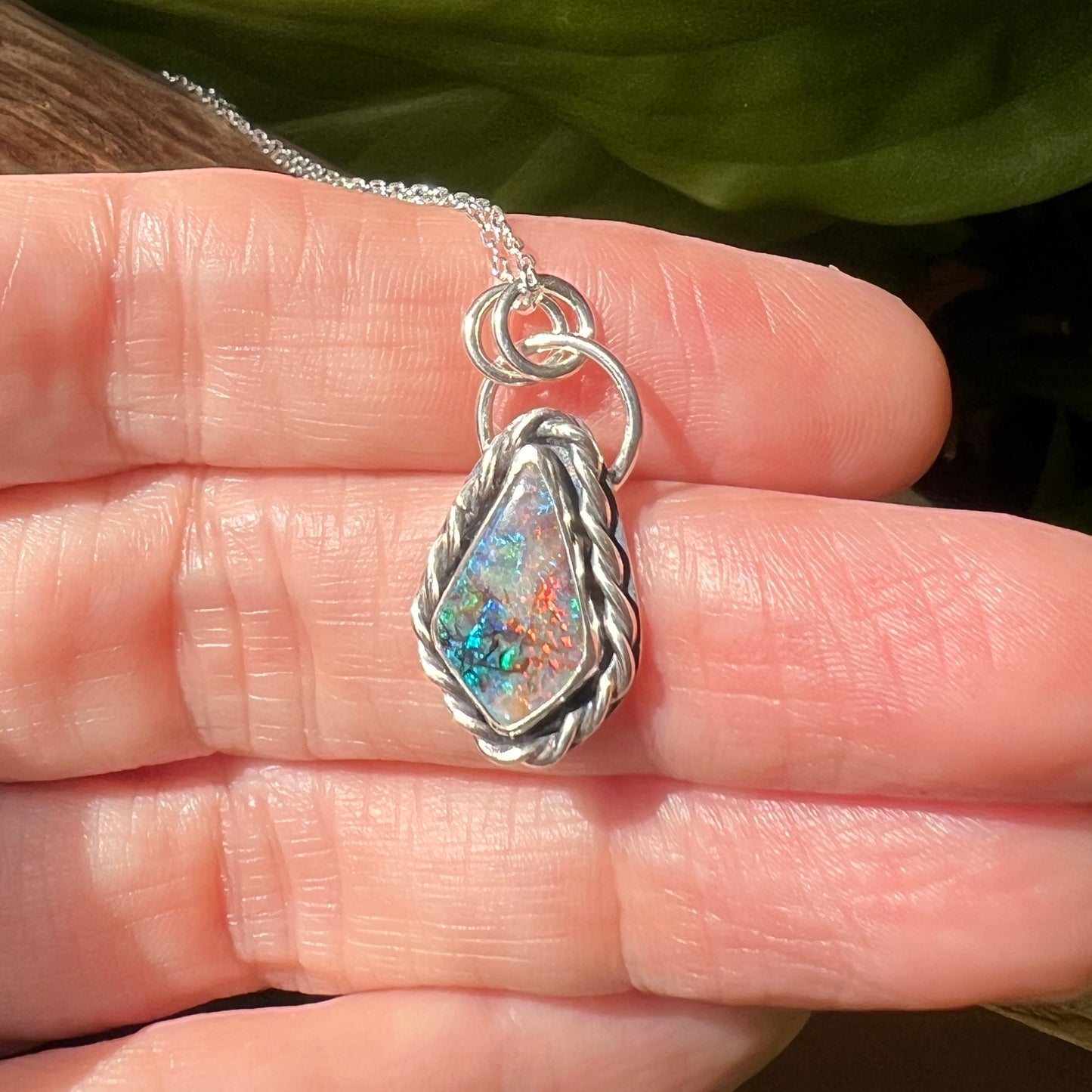 Monarch Opal Silver Pendant