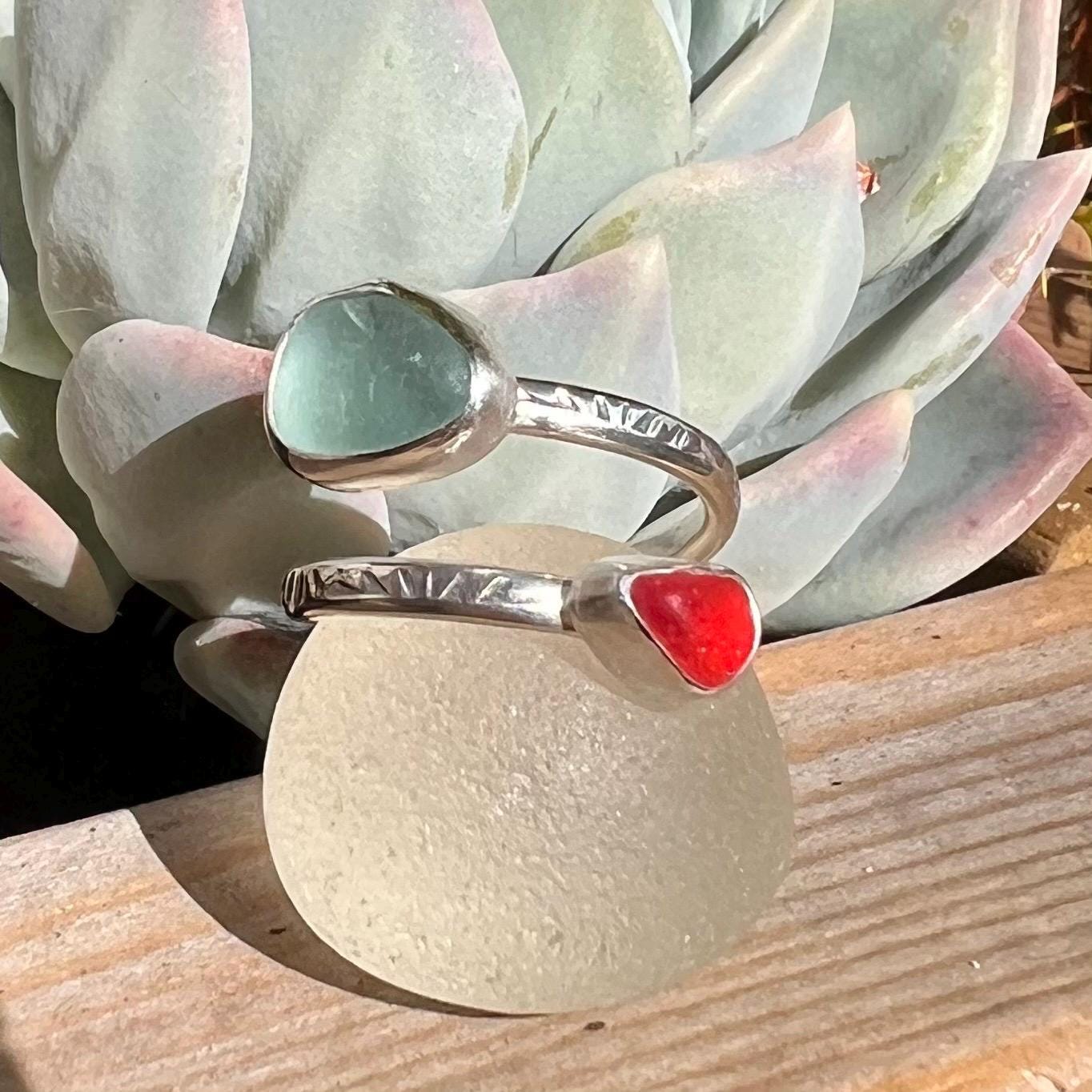 Adjustable Sea Glass Ring