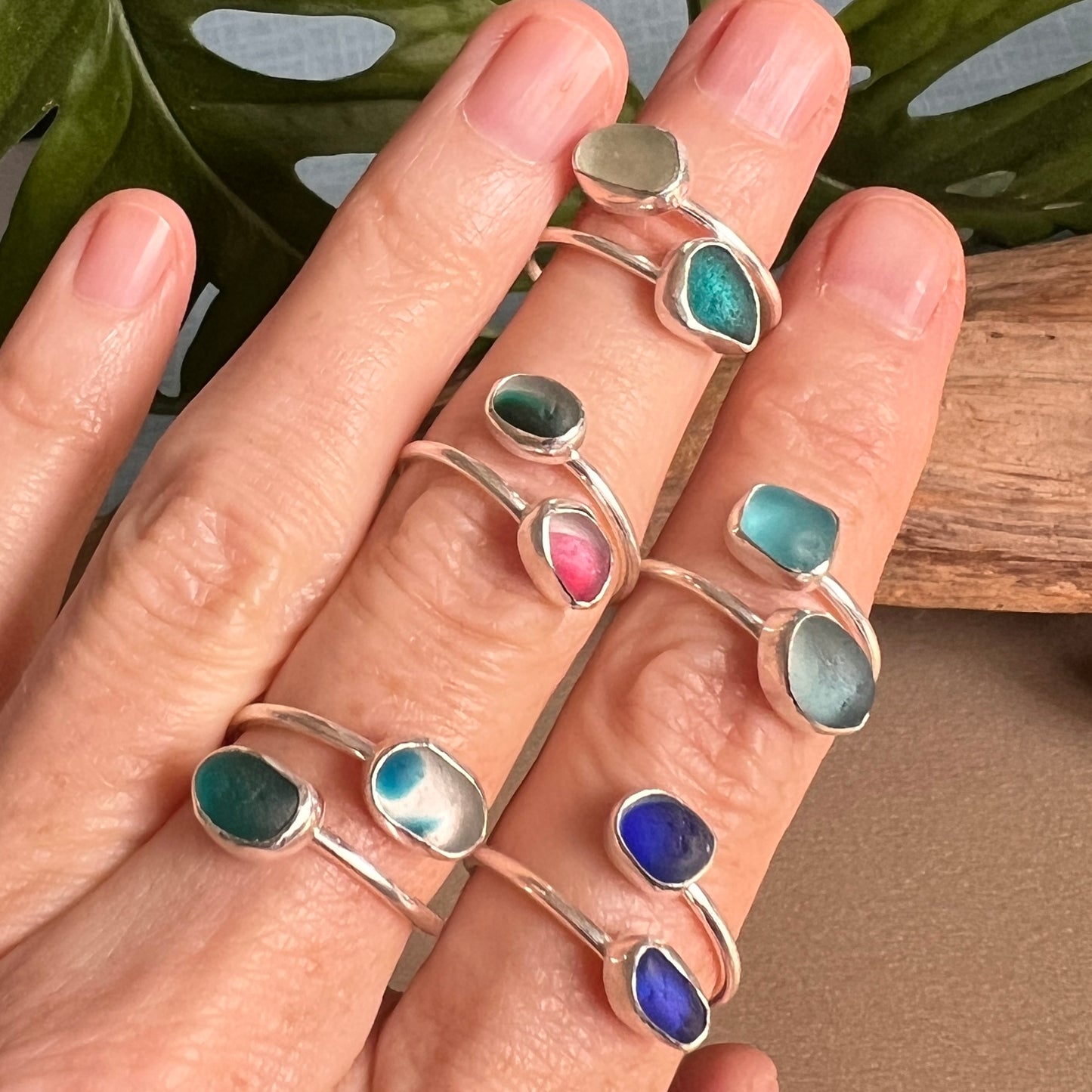 Adjustable Sea Glass Rings