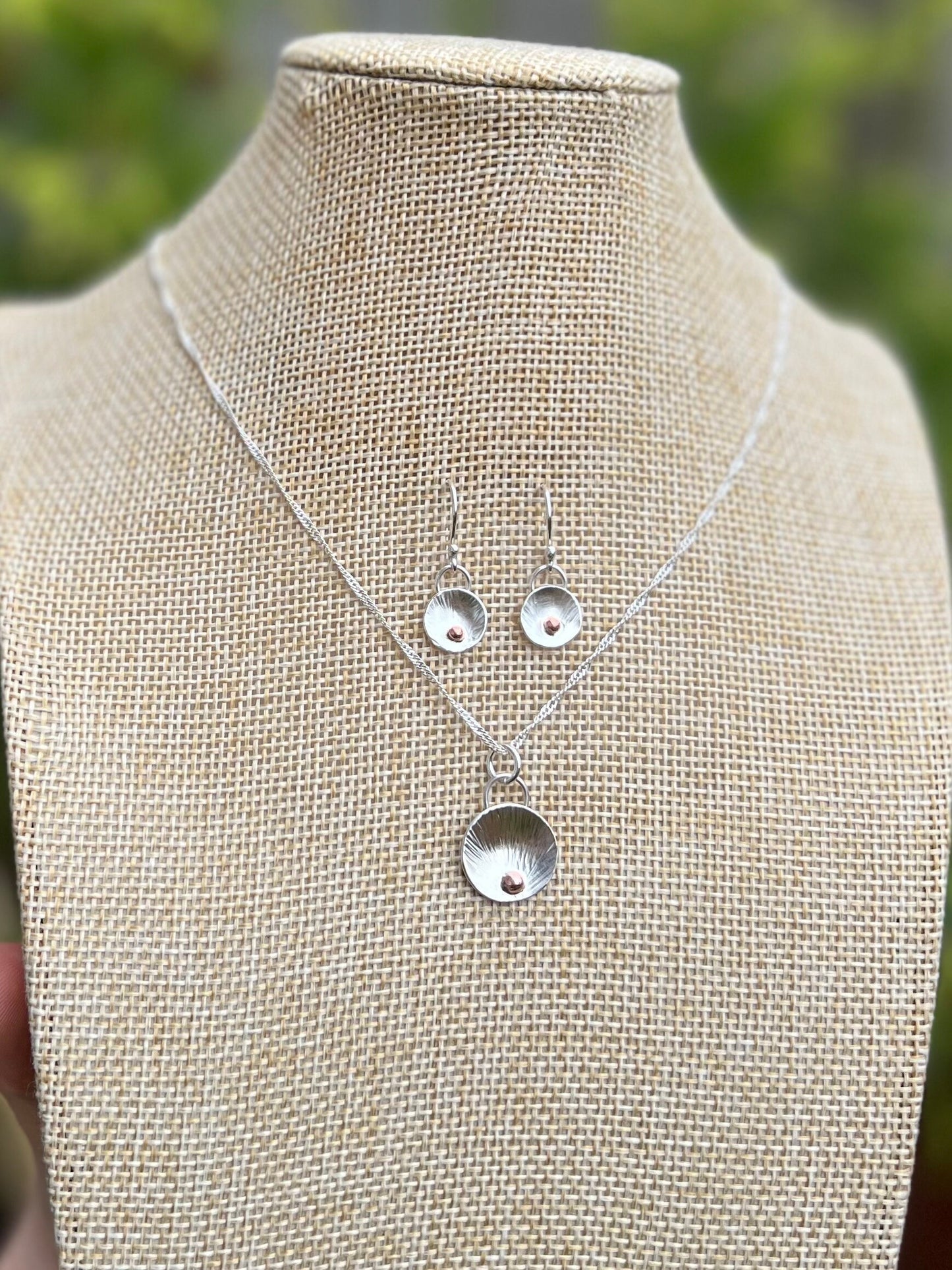 Sterling Silver and Copper Oyster Pendant