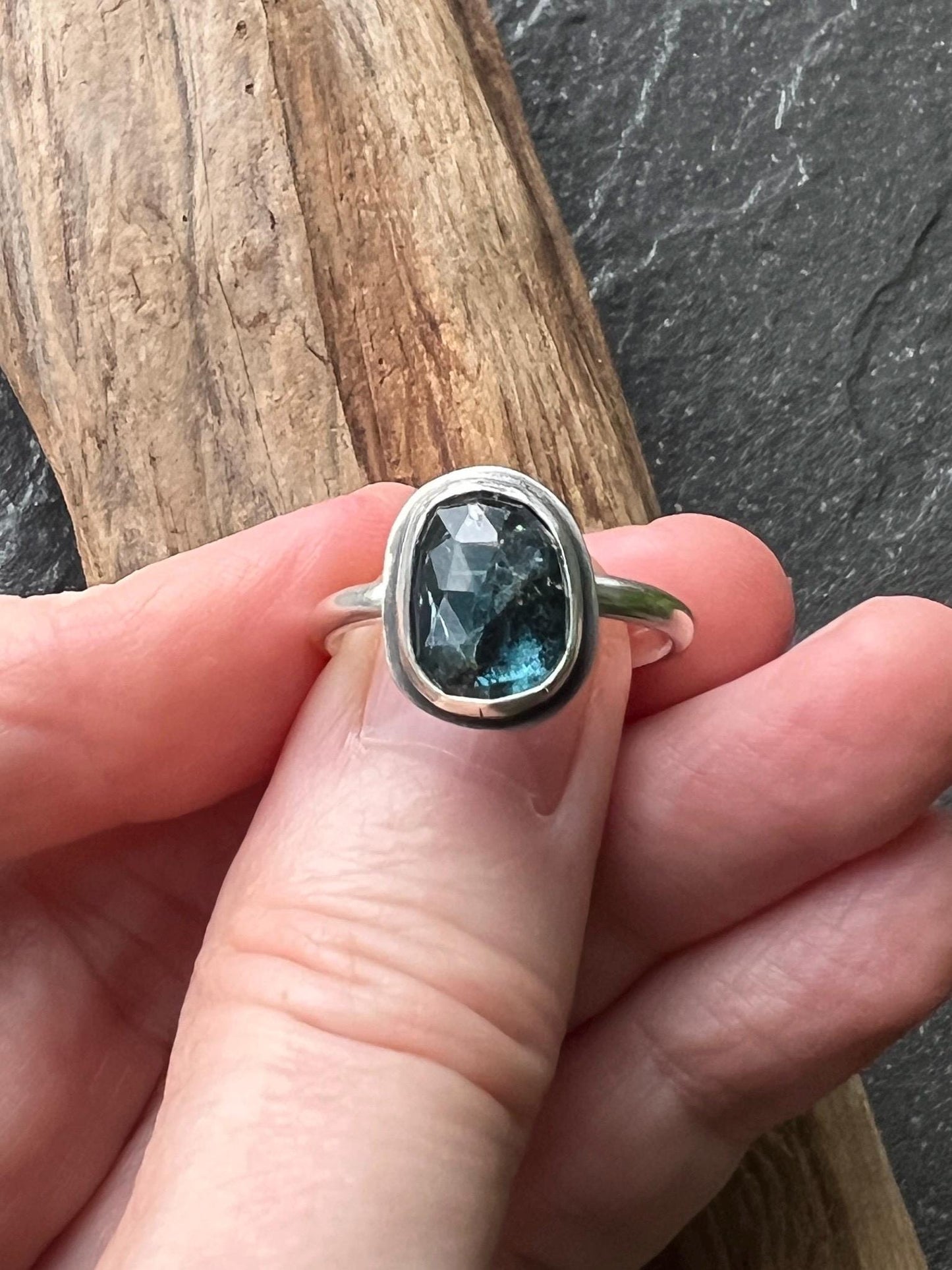 Indigo Moss Kyanite Ring