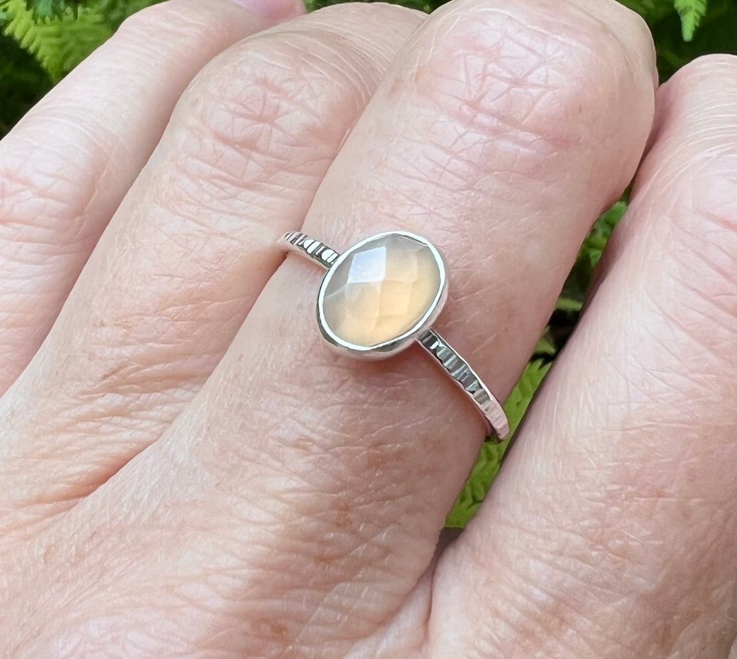 Peach Moonstone Stacker Ring, various sizes available