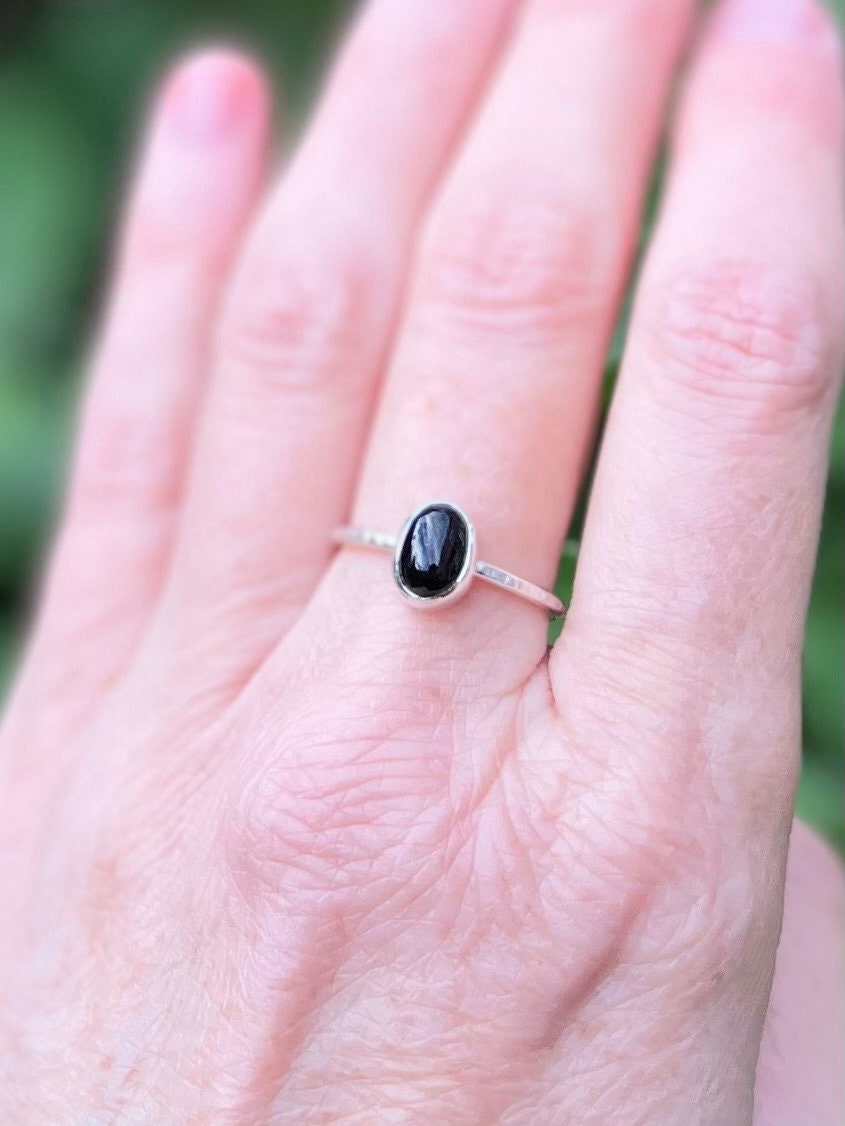Black Onyx Stacker Ring, various sizes available