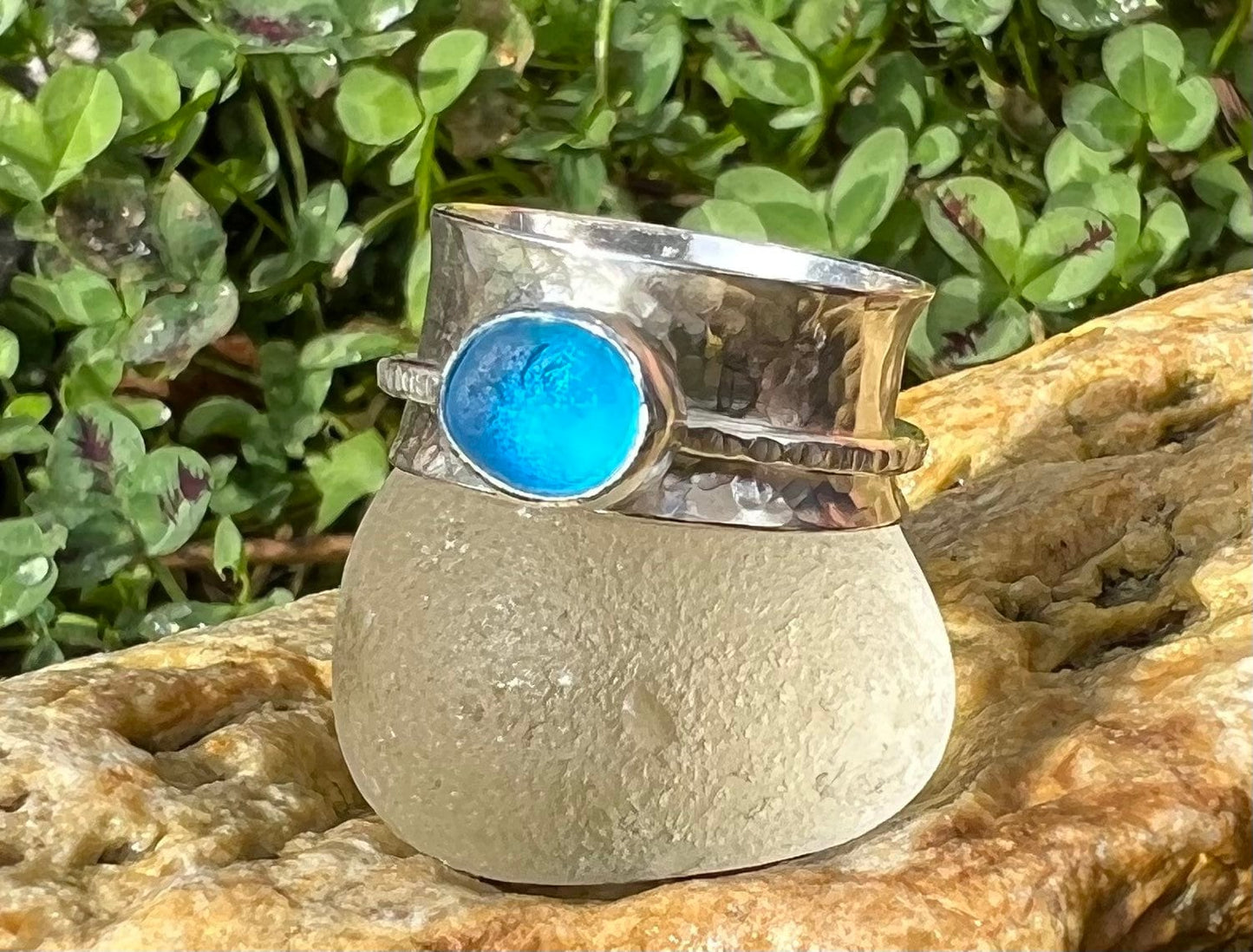 Sea Glass Spinner Ring