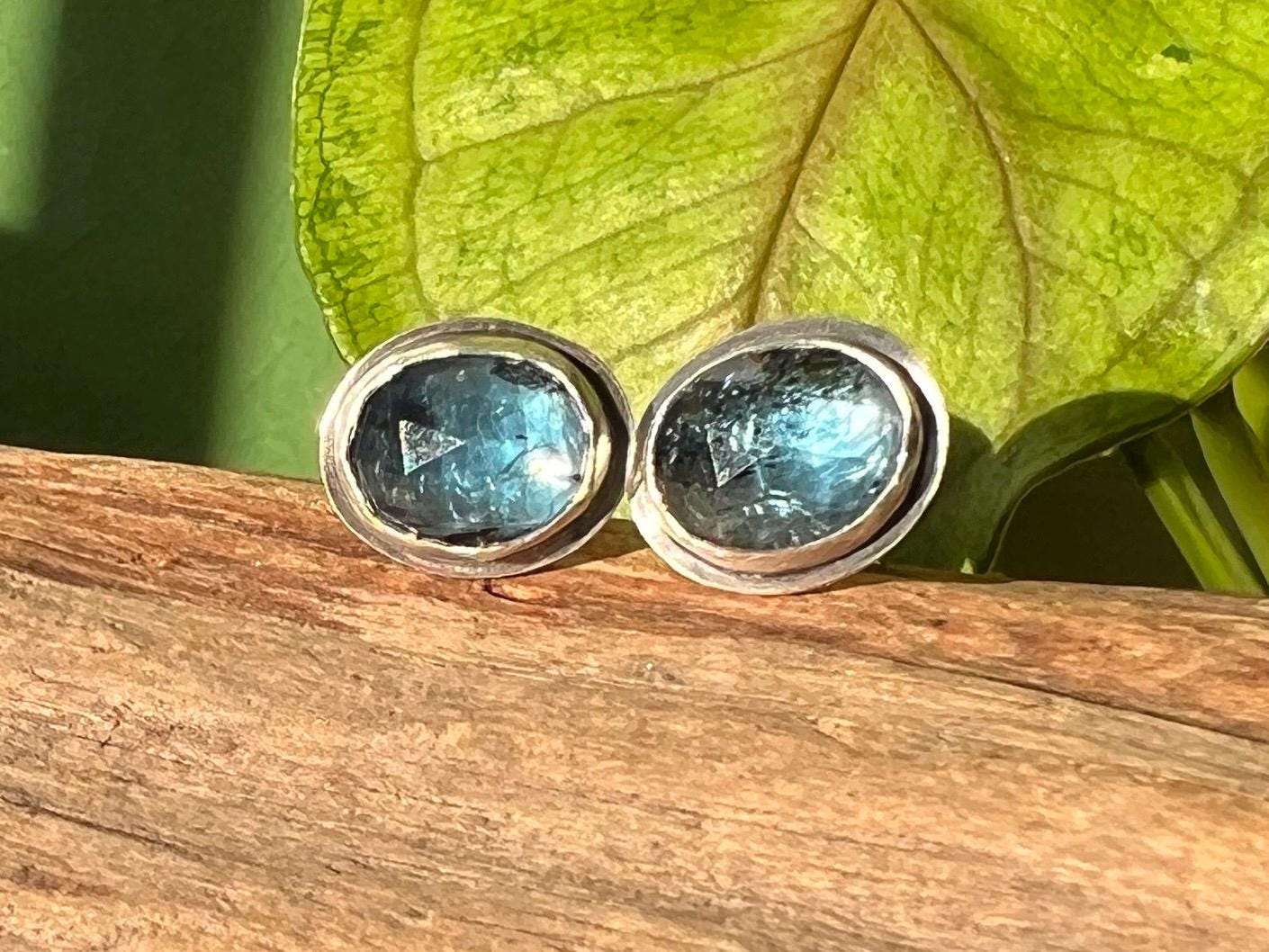 Indigo Moss Kyanite Studs