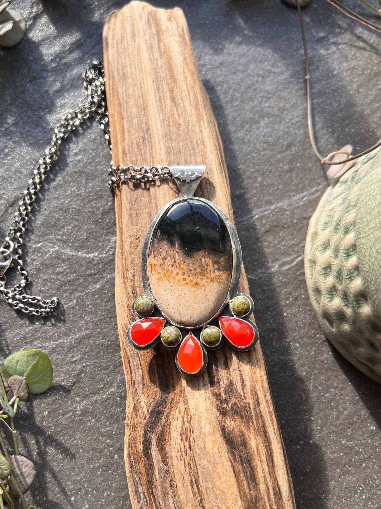 Root Plume Agate Pendant