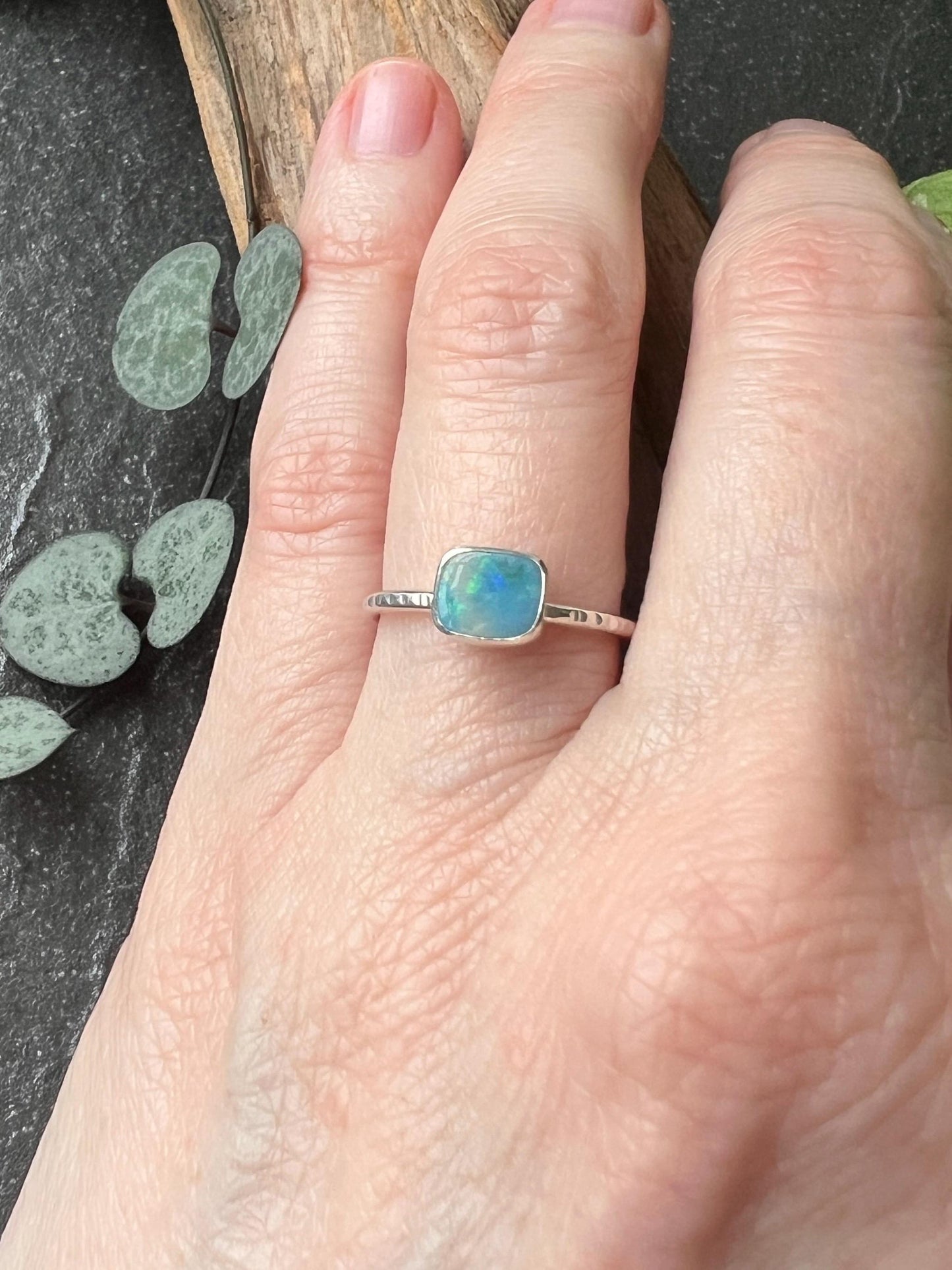 Australian Opal Doublet Stacking Ring