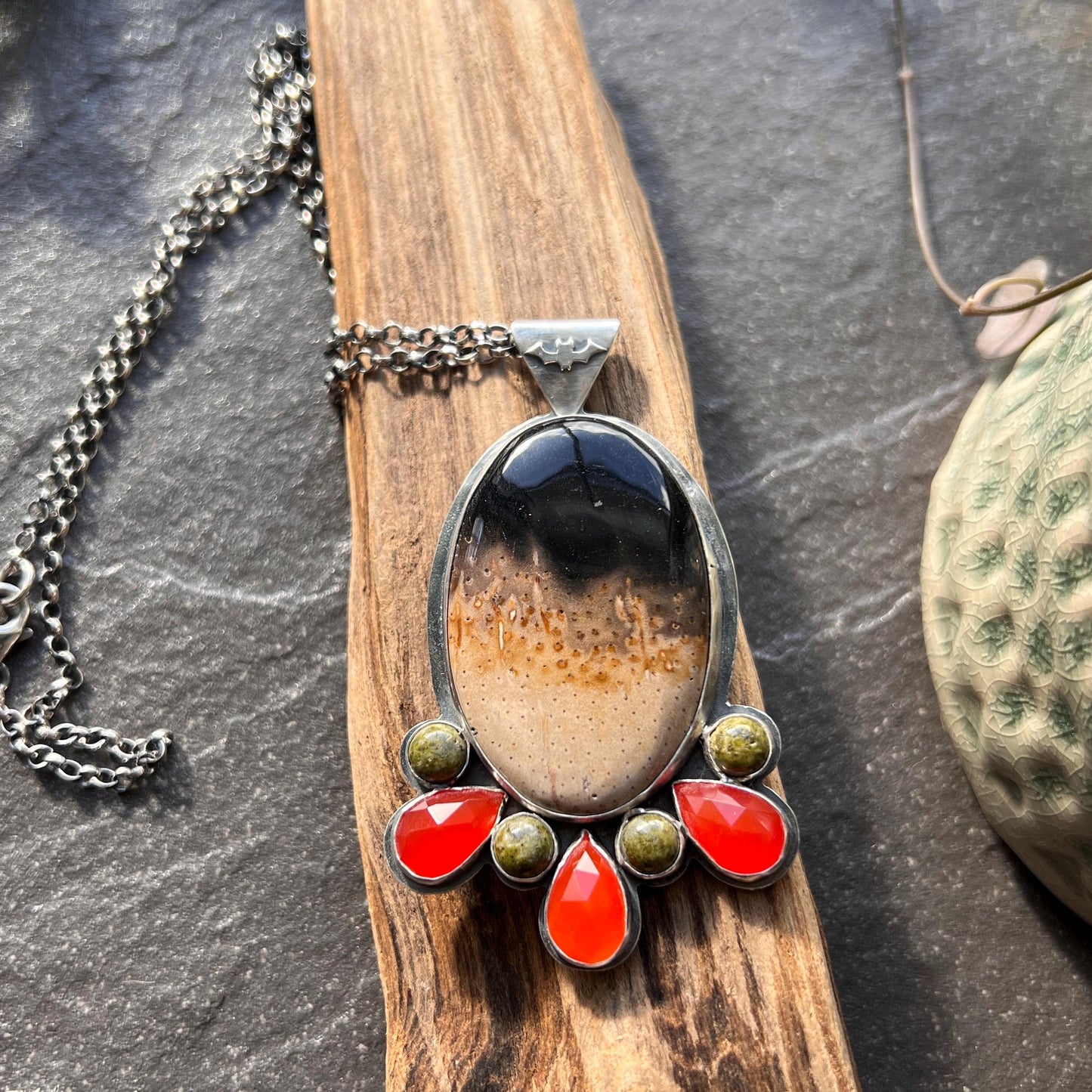 Root Plume Agate Pendant