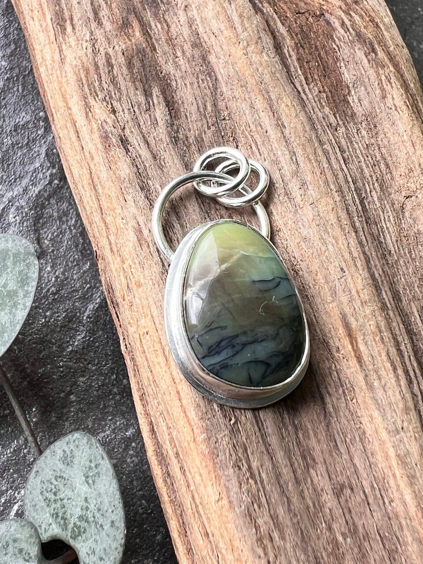 Opalised Wood Silver Pendant