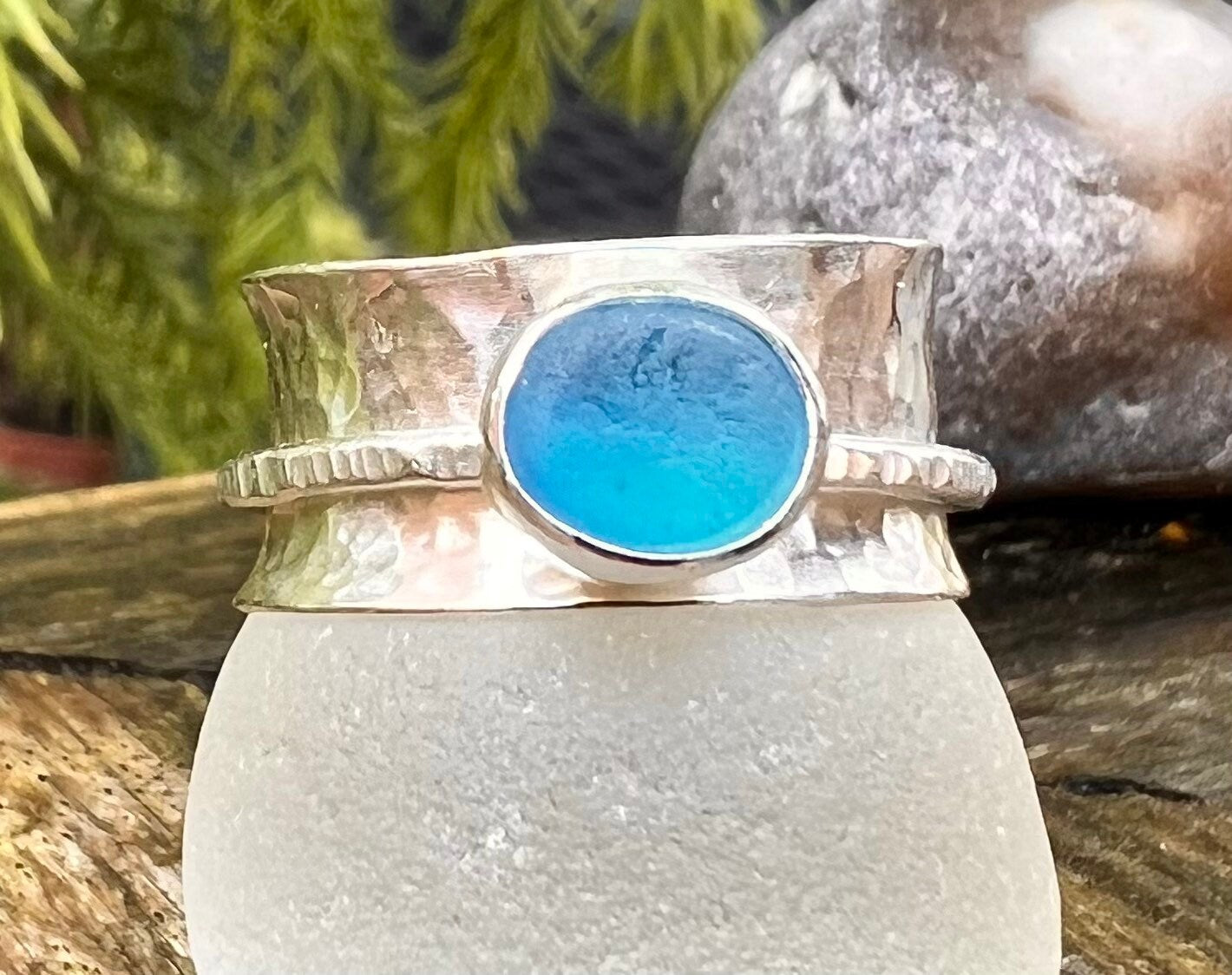 Sea Glass Spinner Ring