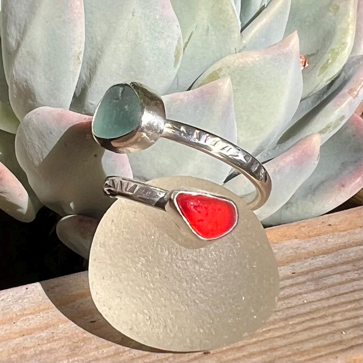 Adjustable Sea Glass Ring