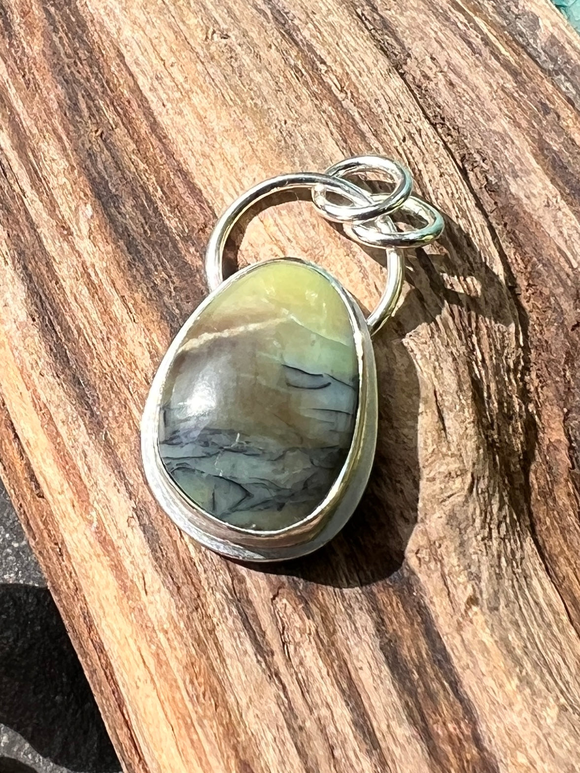 Opalised Wood Silver Pendant