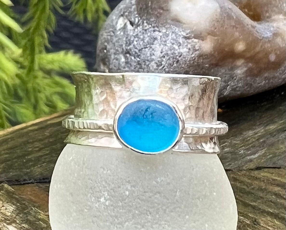 Sea Glass Spinner Ring