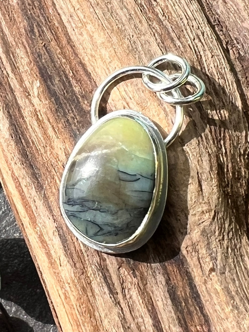 Opalised Wood Silver Pendant