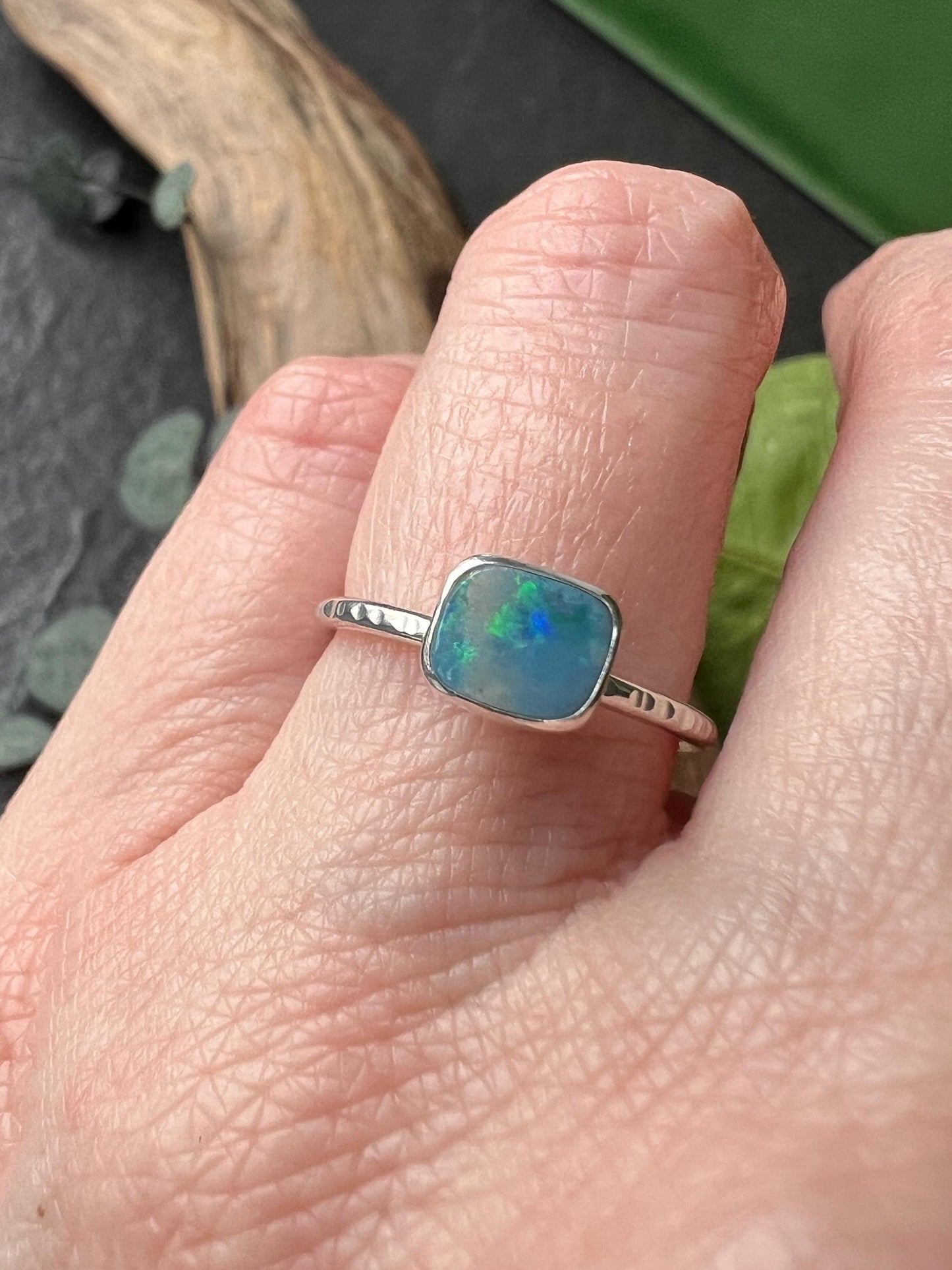 Australian Opal Doublet Stacking Ring