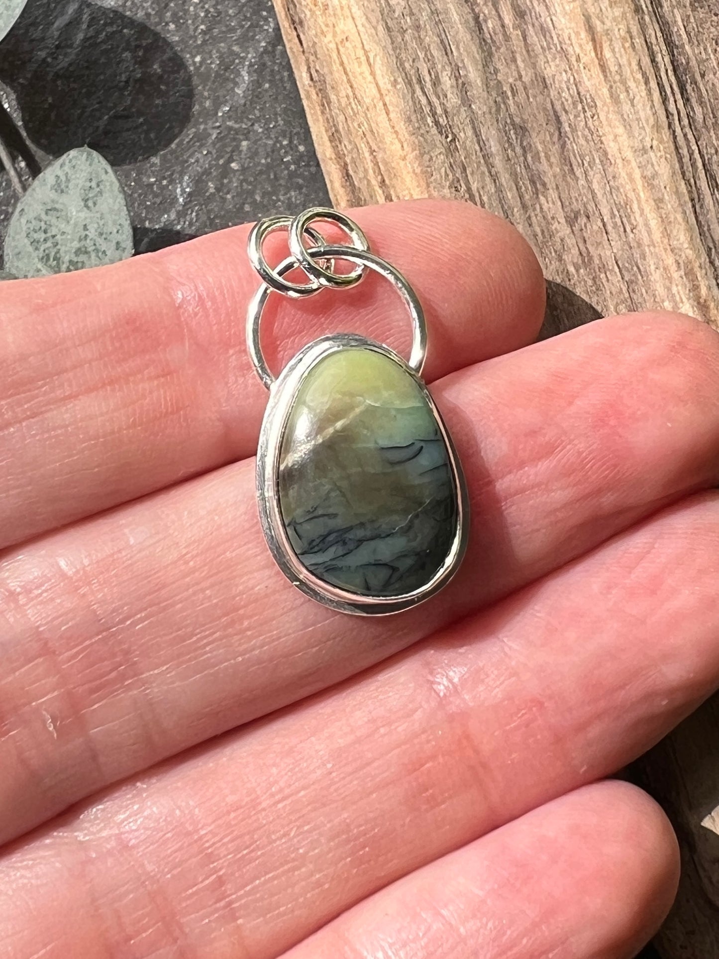 Opalised Wood Silver Pendant