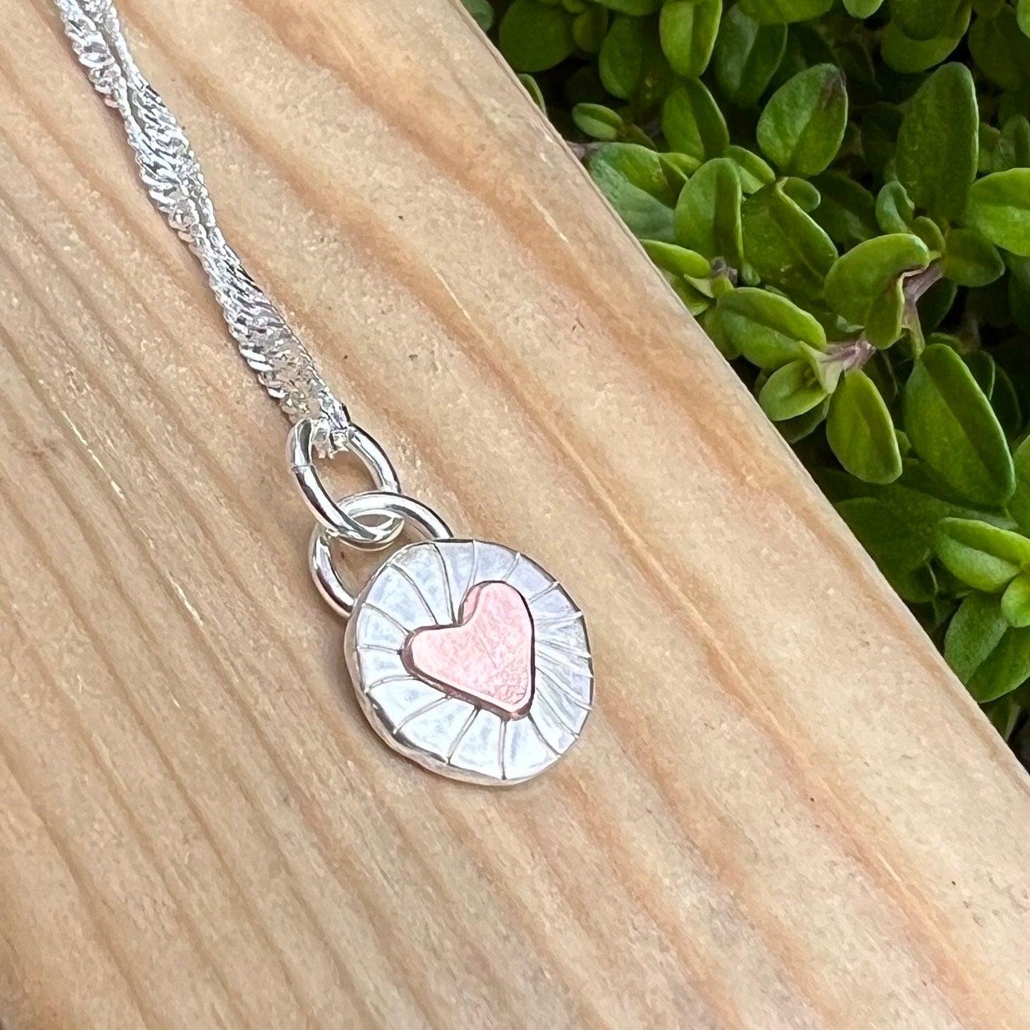 Sunburst Copper Heart Pendant