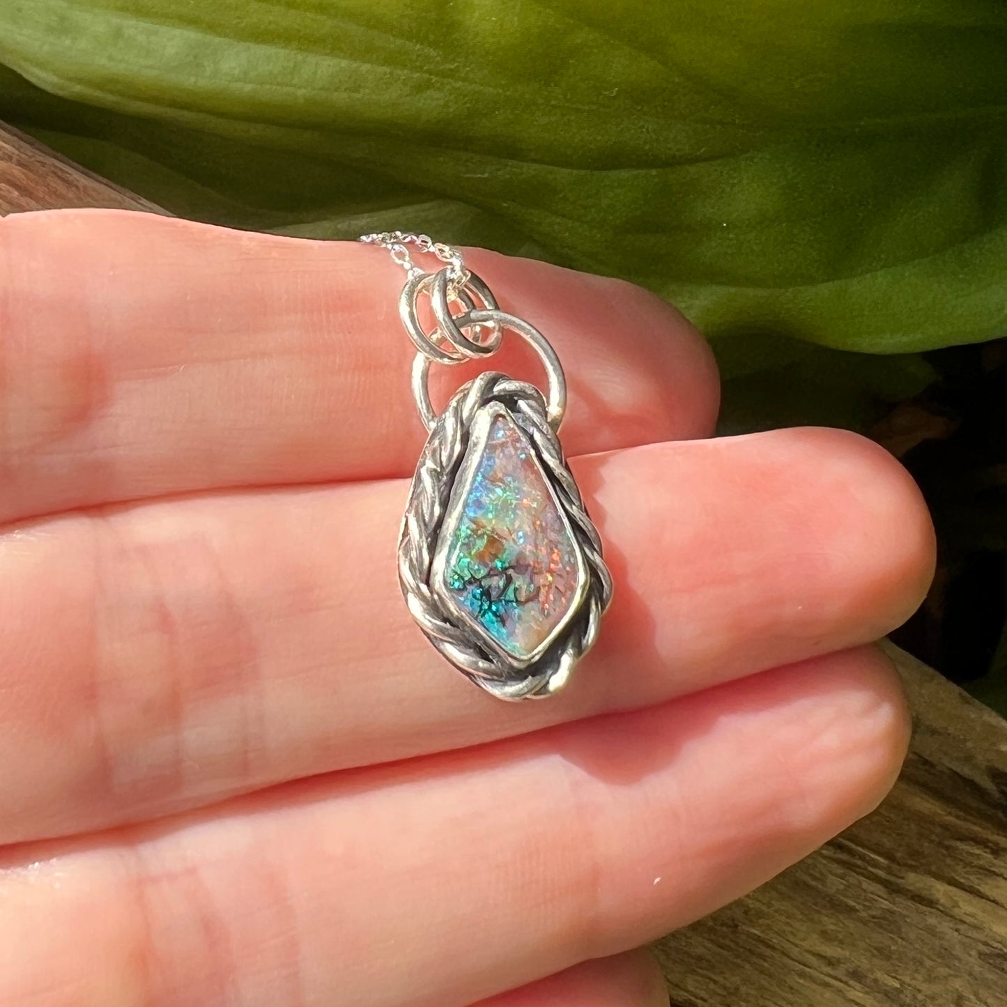Monarch Opal Silver Pendant