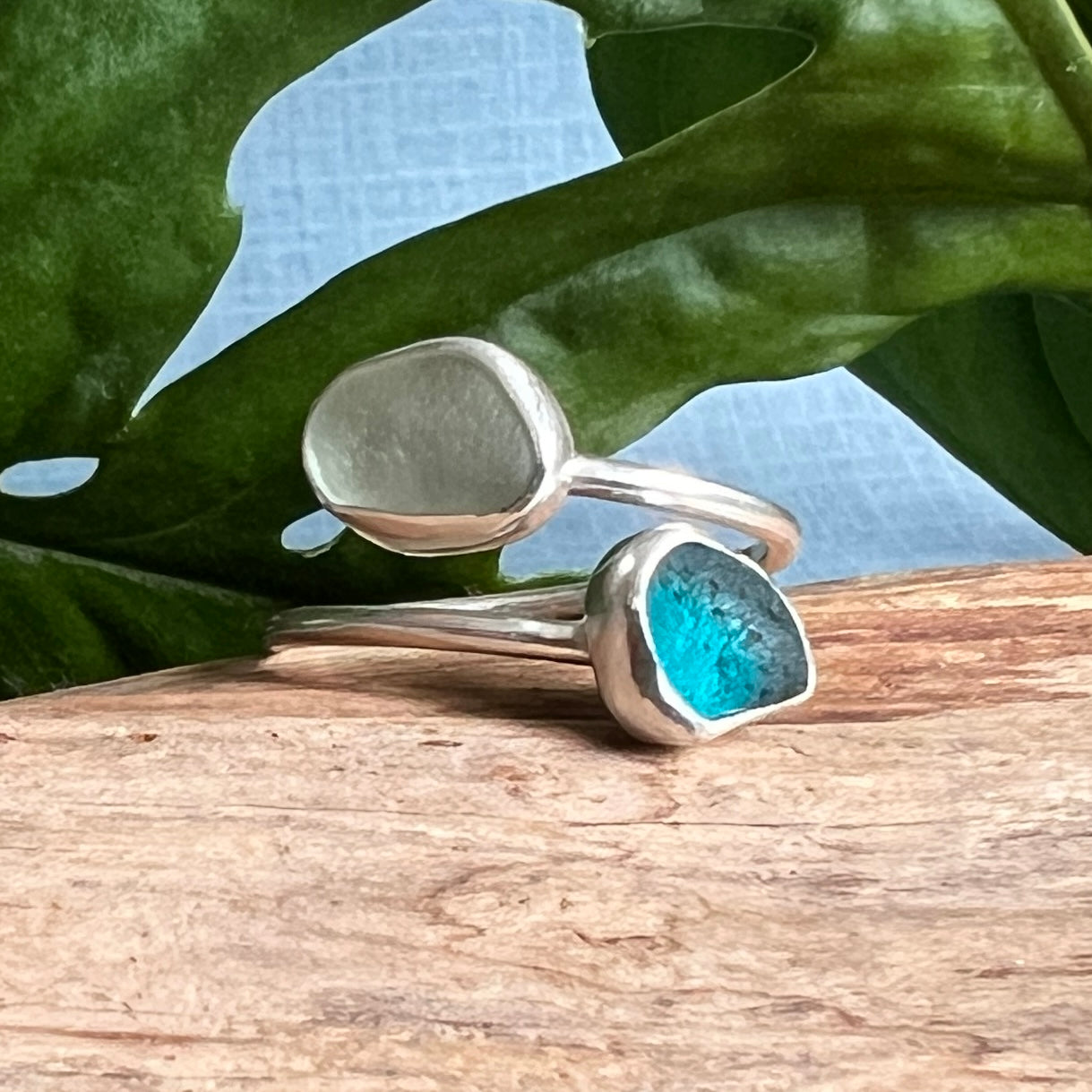 Adjustable Sea Glass Rings