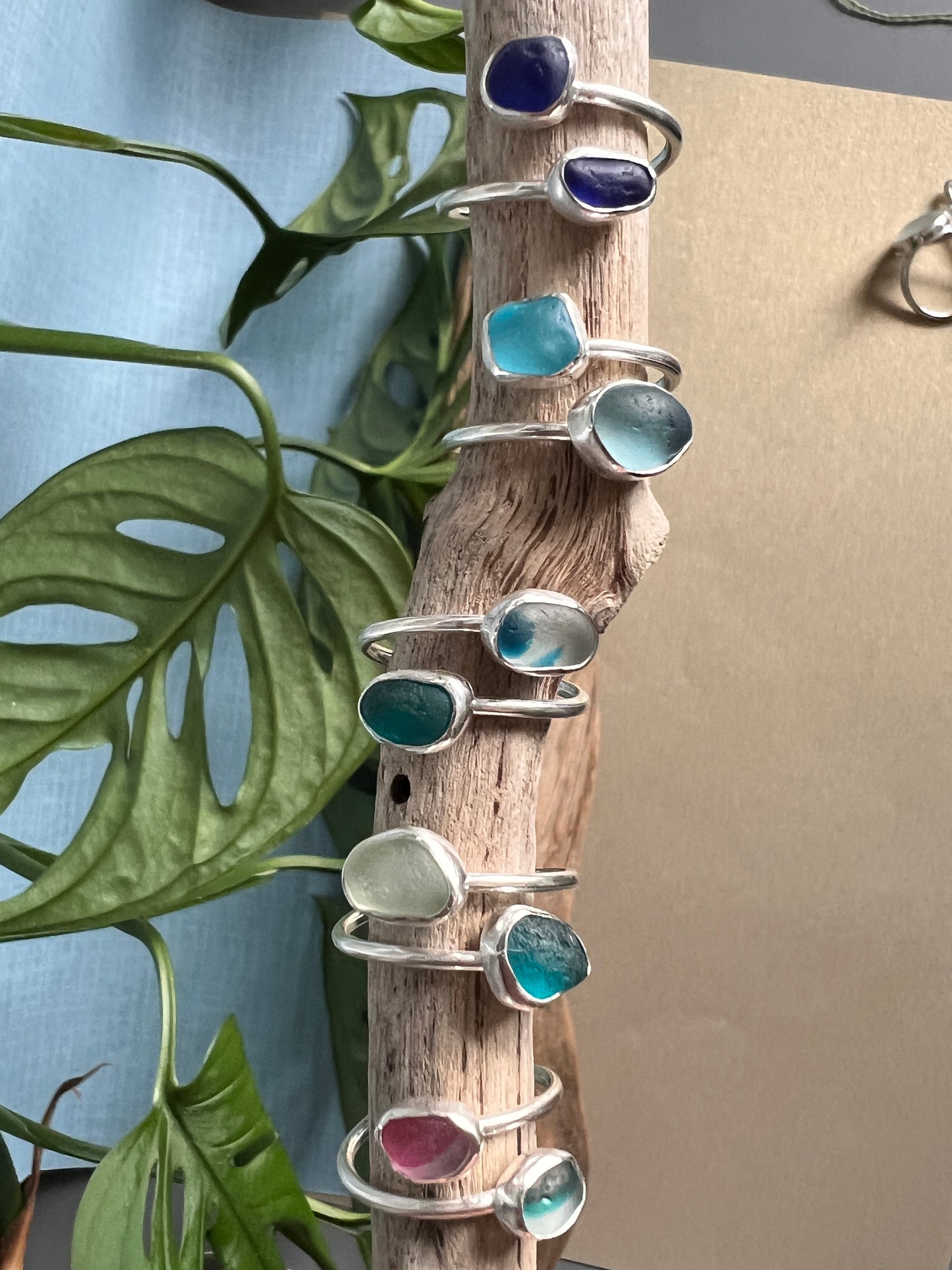 Adjustable Sea Glass Rings