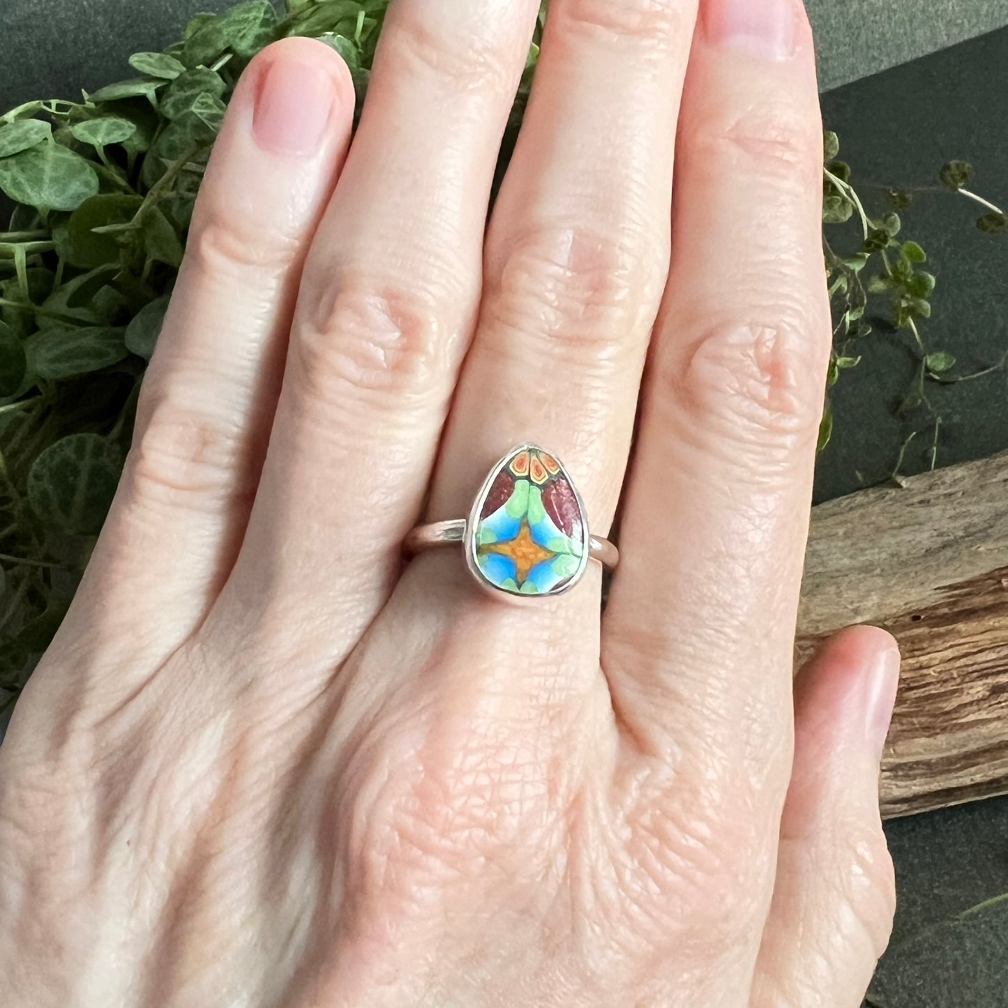 Silver Polymer Clay Ring