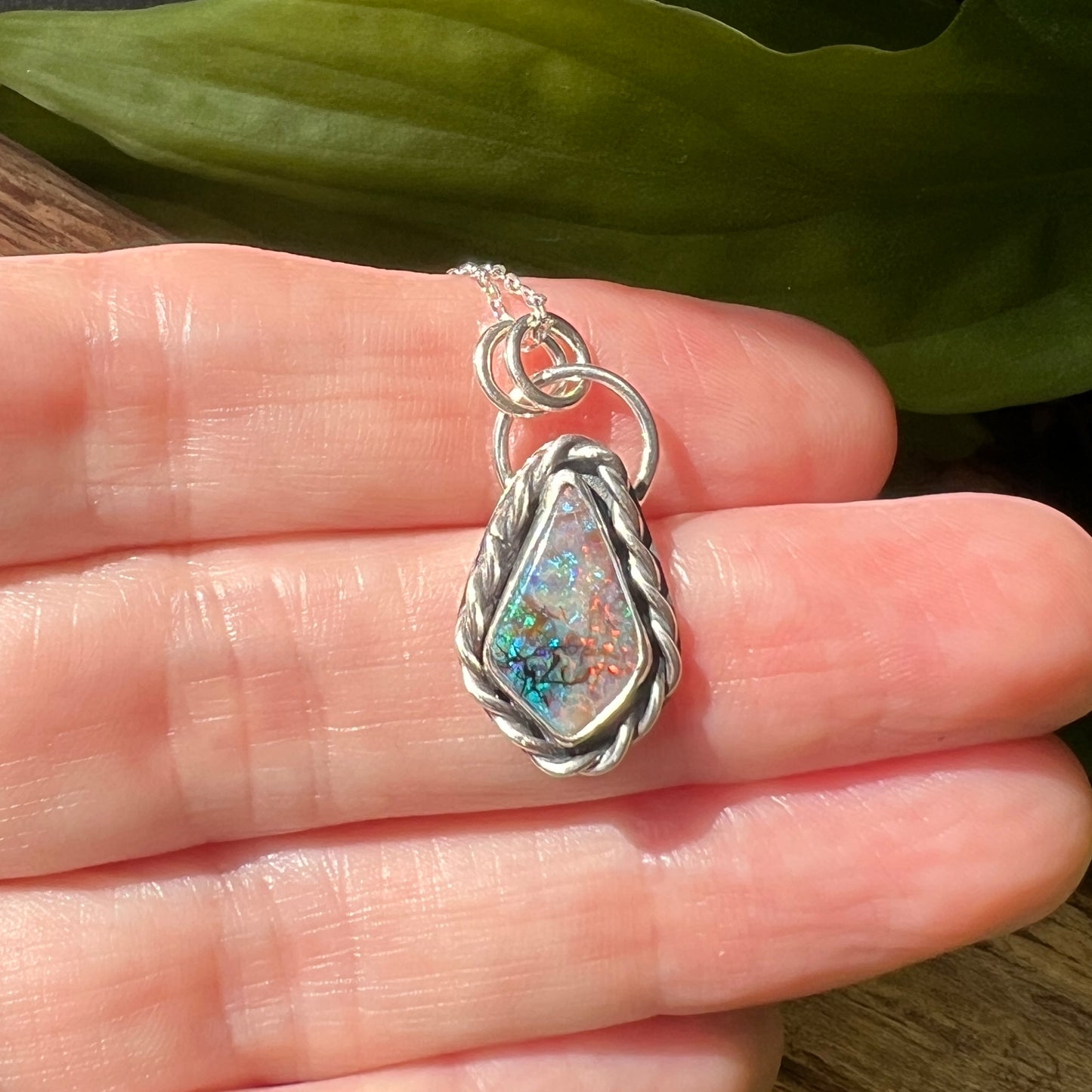 Monarch Opal Silver Pendant