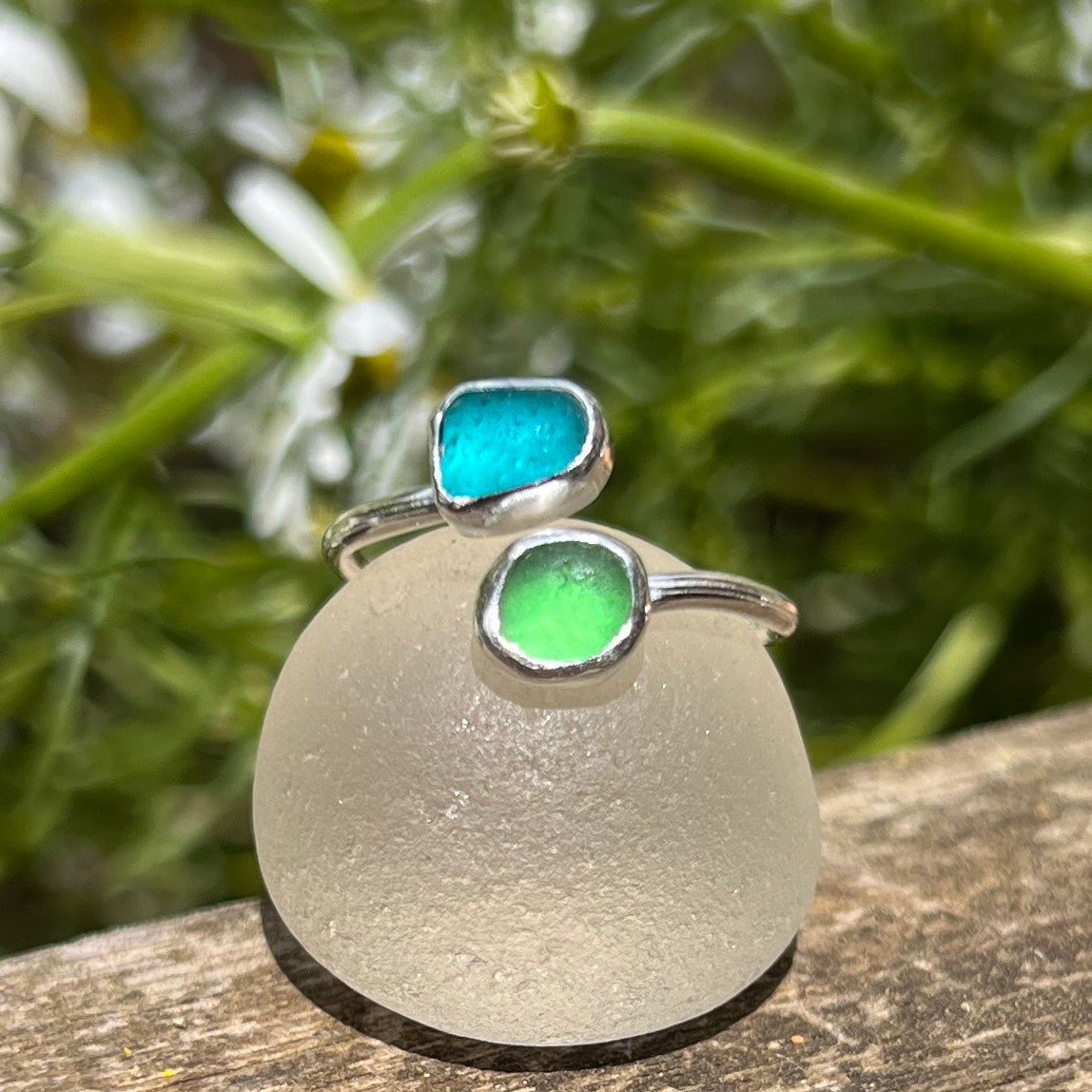 Adjustable Sea Glass Rings