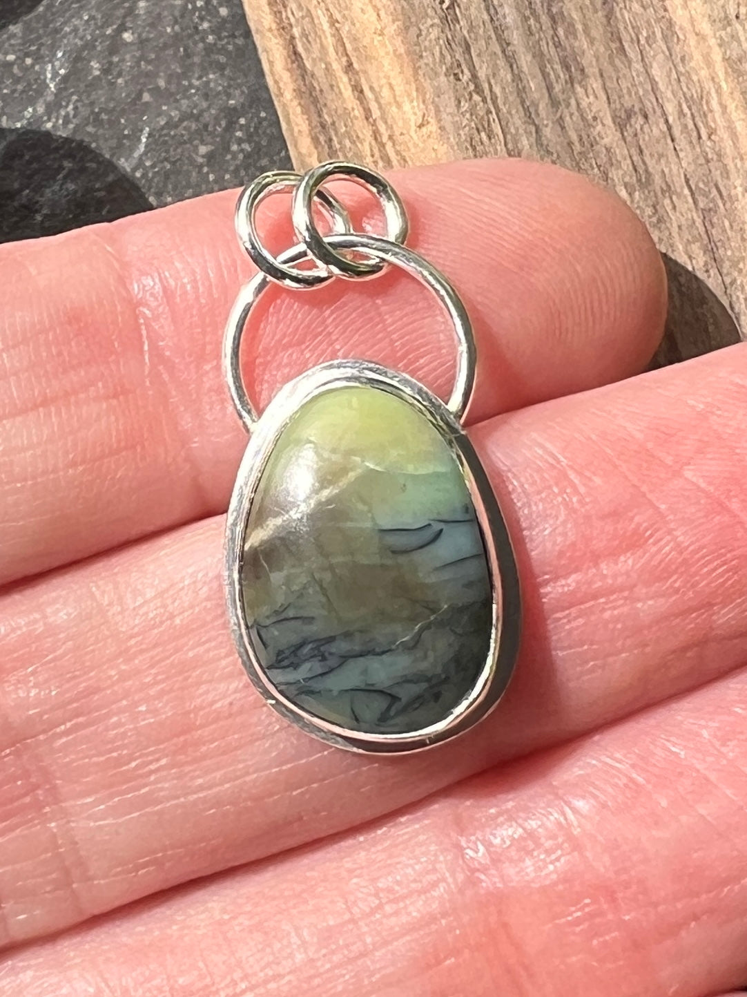 Opalised Wood Silver Pendant