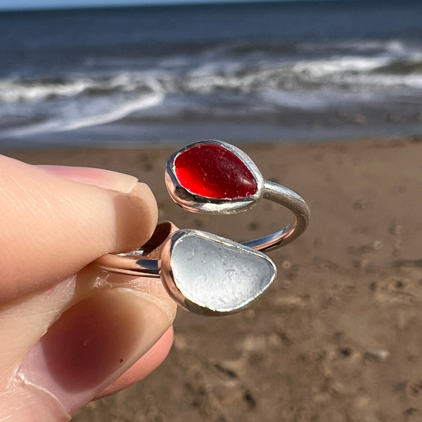 Adjustable Sea Glass Ring