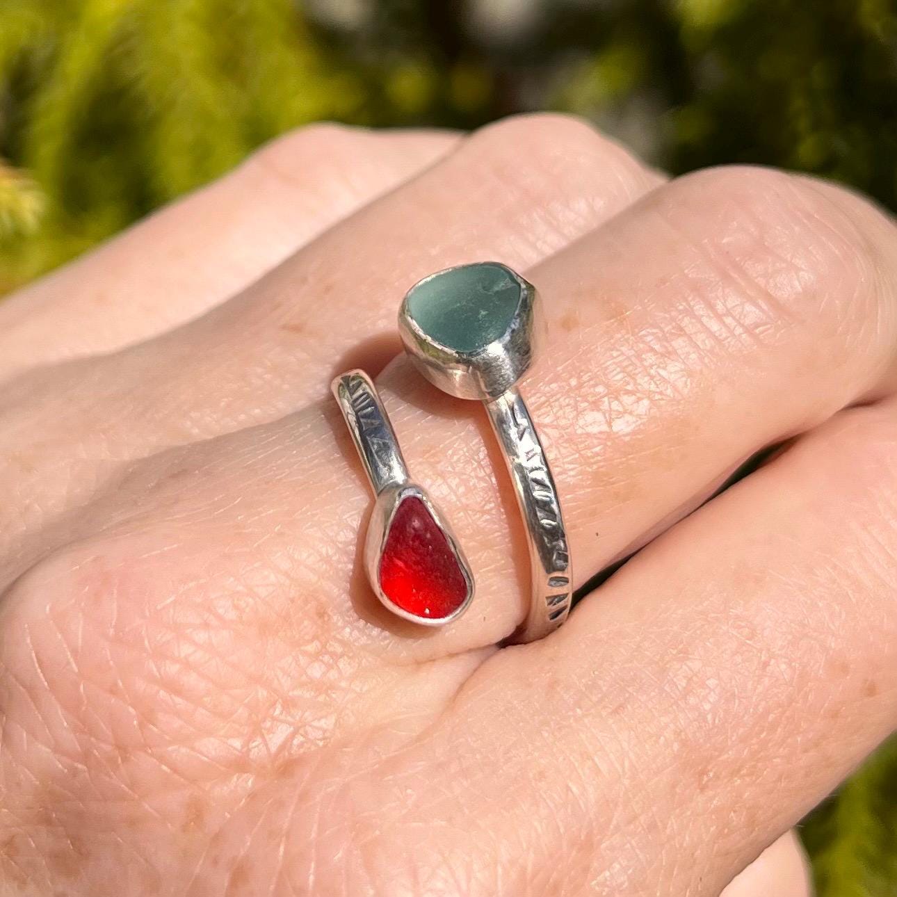 Adjustable Sea Glass Ring