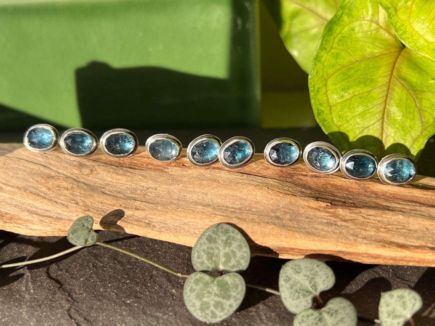 Indigo Moss Kyanite Studs