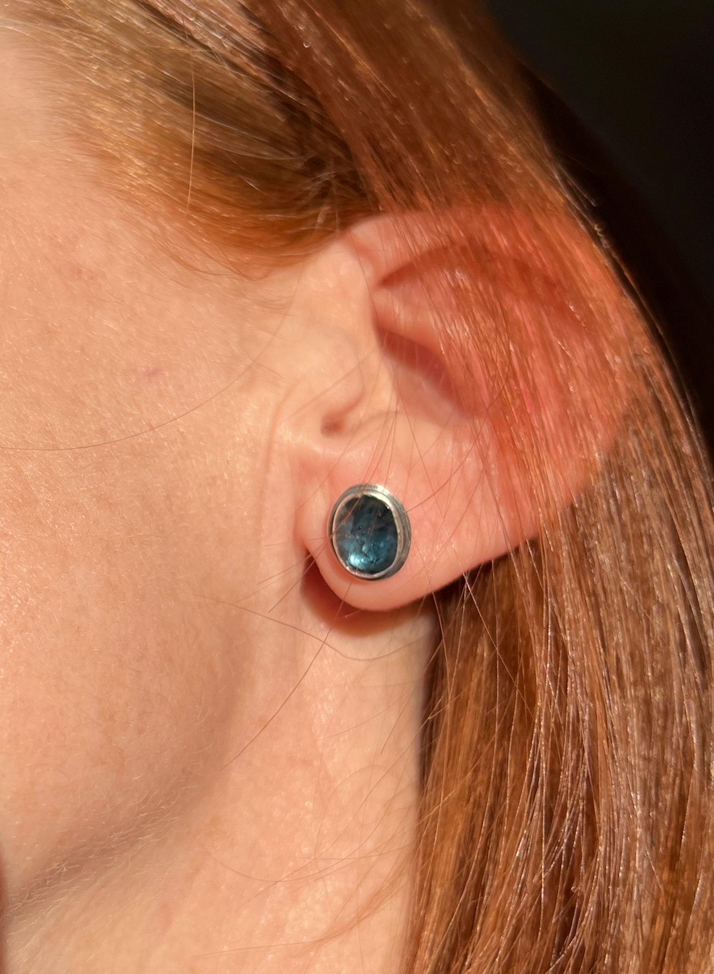 Indigo Moss Kyanite Studs