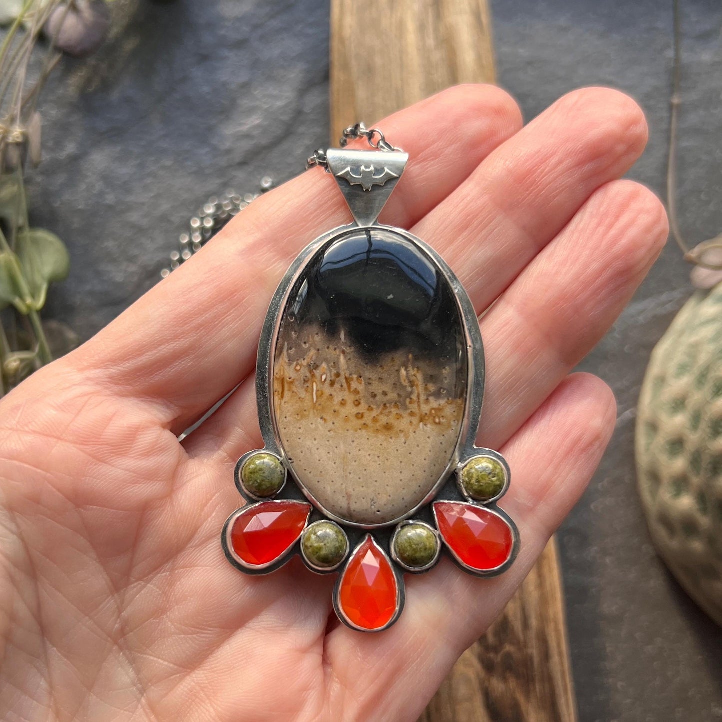 Root Plume Agate Pendant