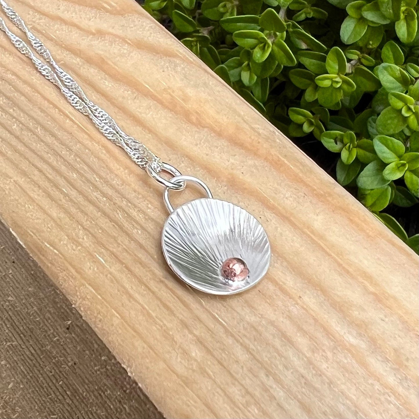 Sterling Silver and Copper Oyster Pendant