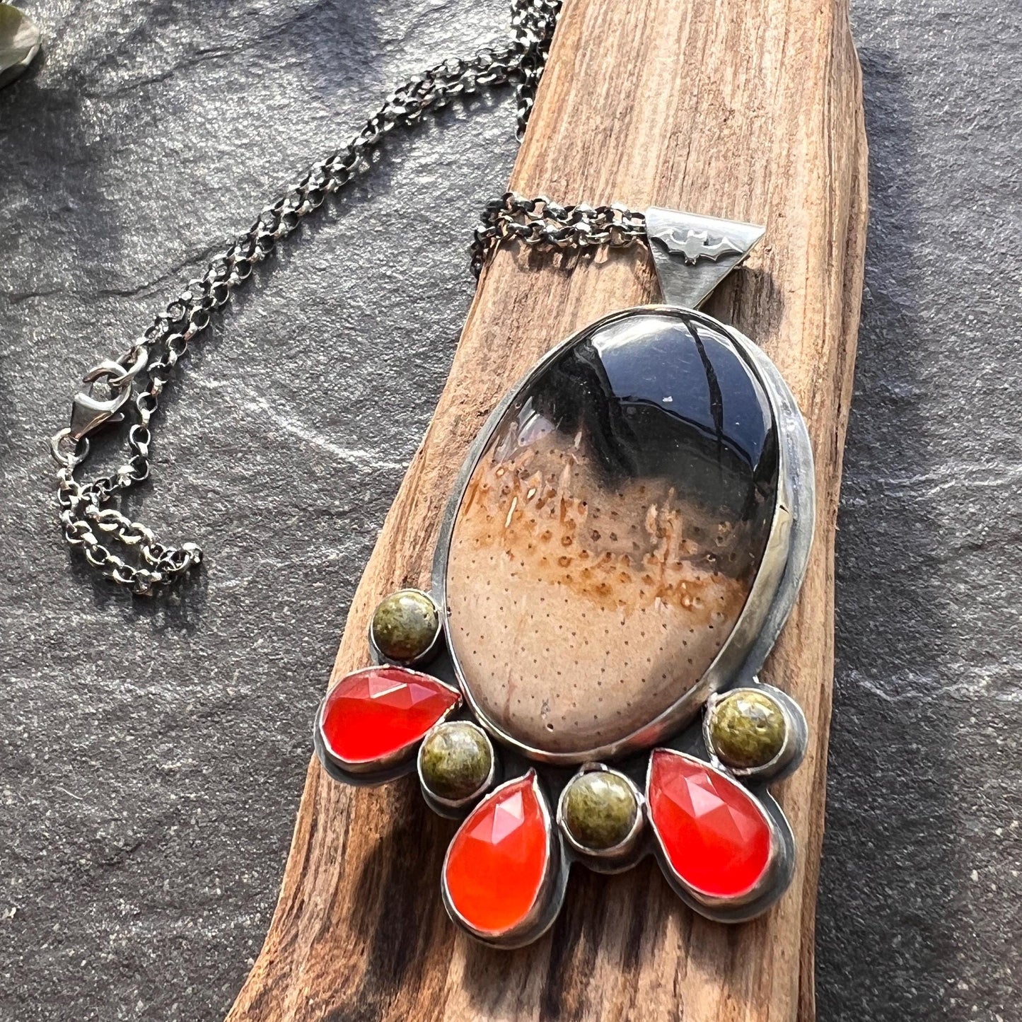 Root Plume Agate Pendant