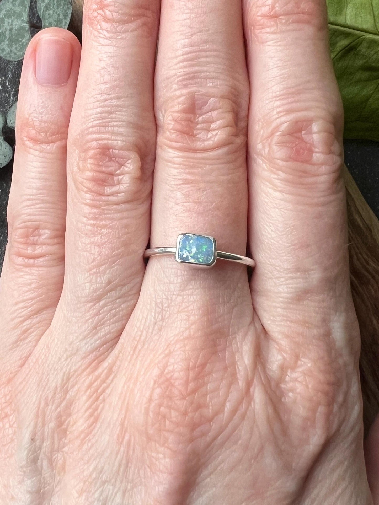 Australian Opal Doublet Stacking Ring