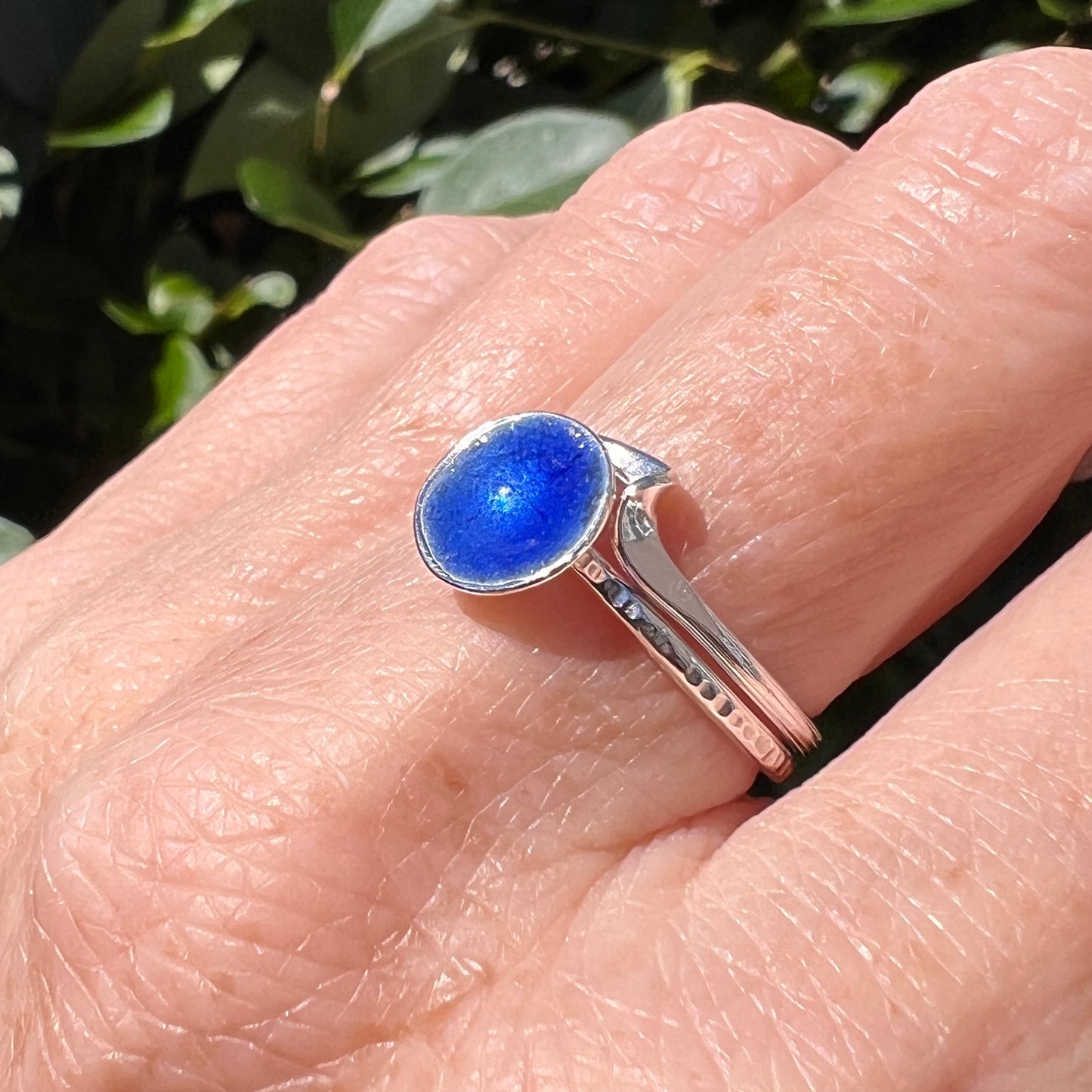 Enamel silver ring
