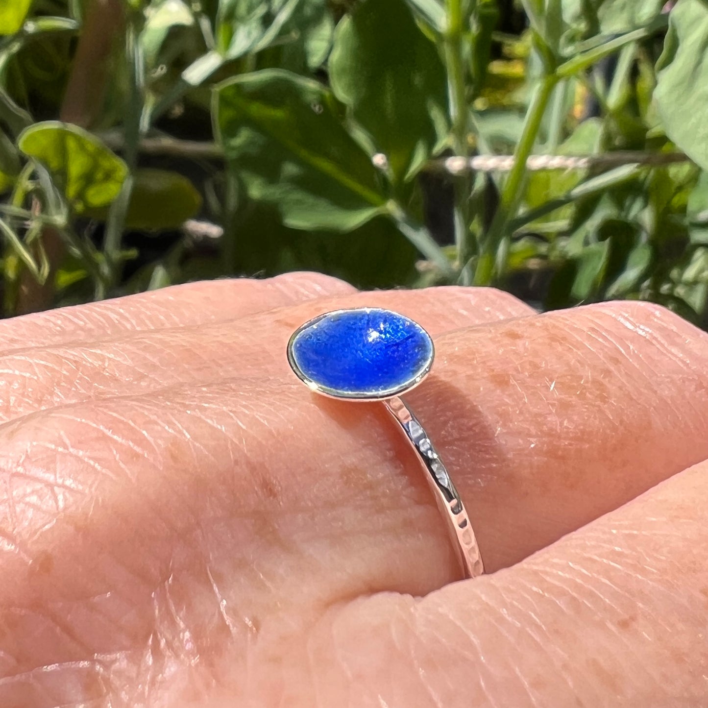 Enamel silver ring