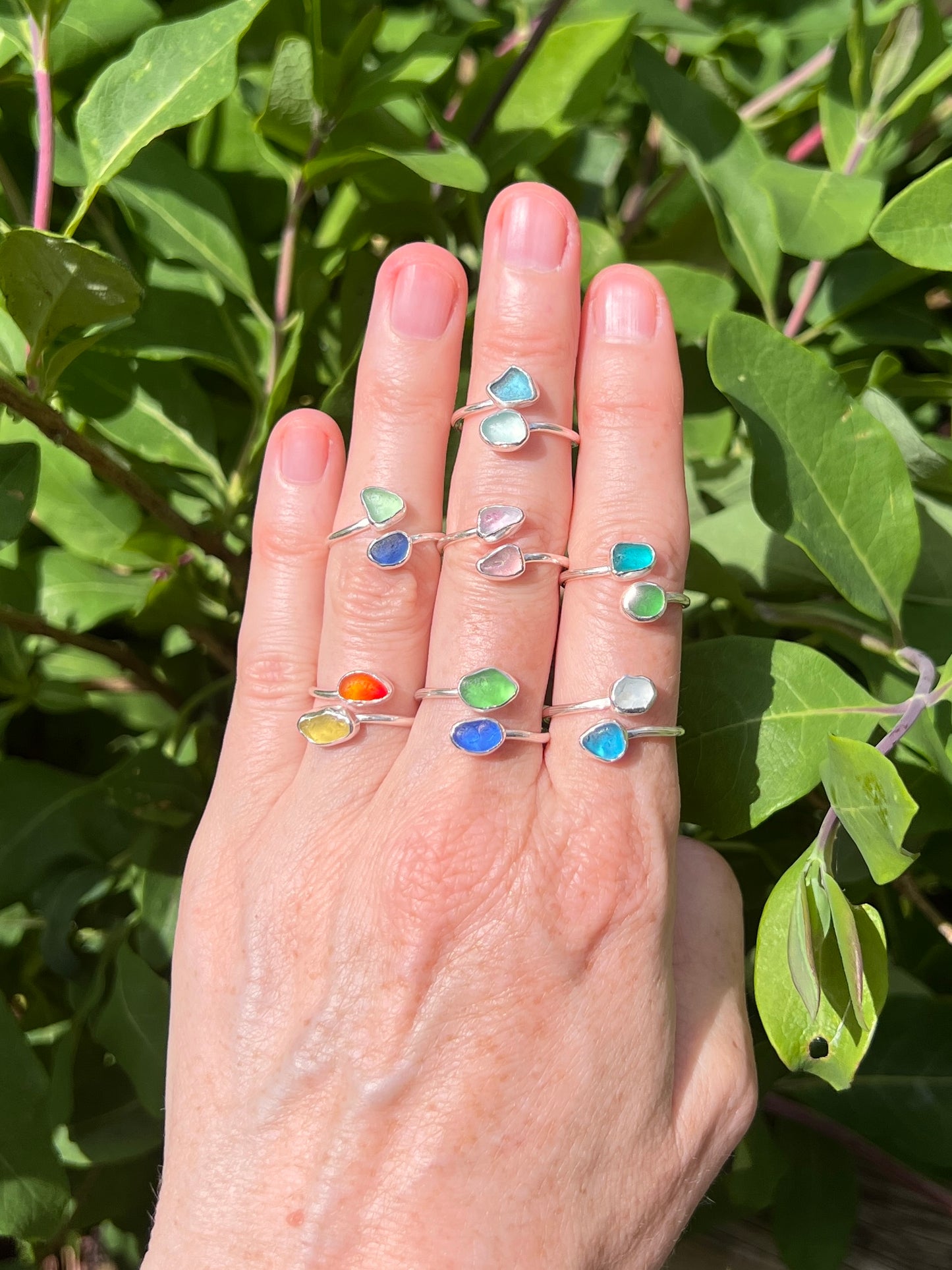 Adjustable Sea Glass Rings