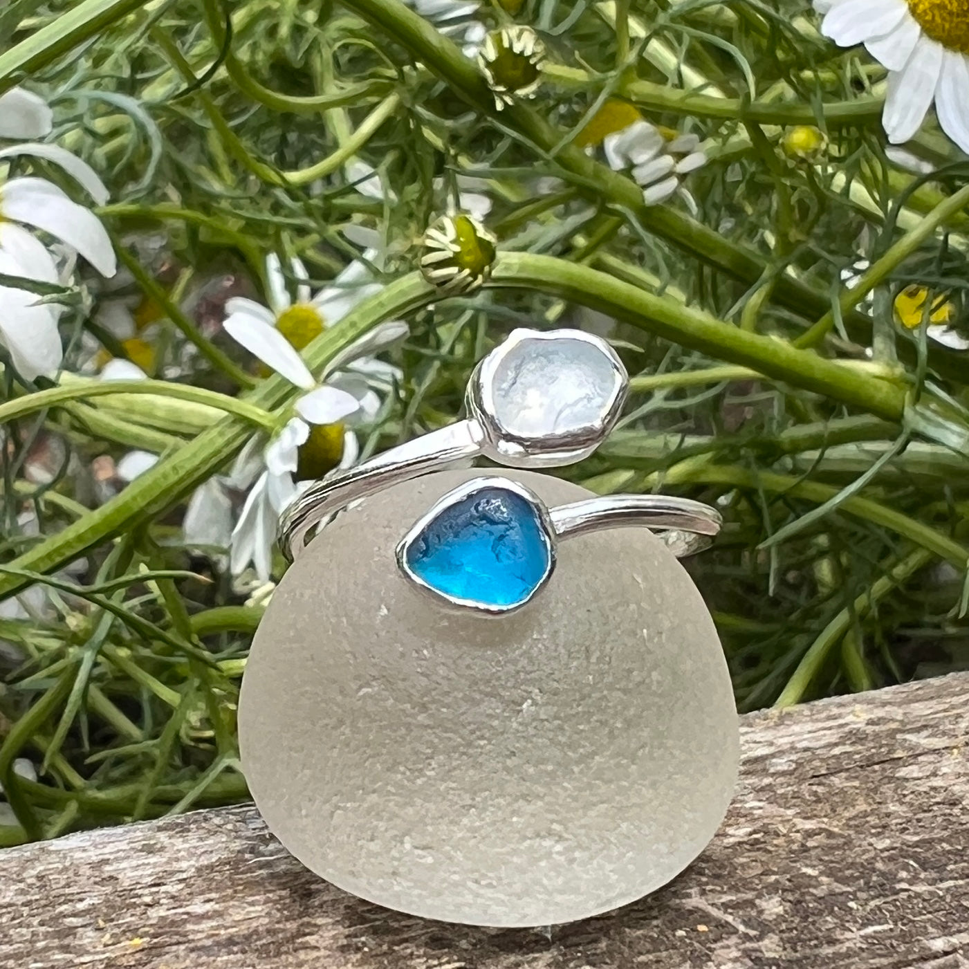 Adjustable Sea Glass Rings