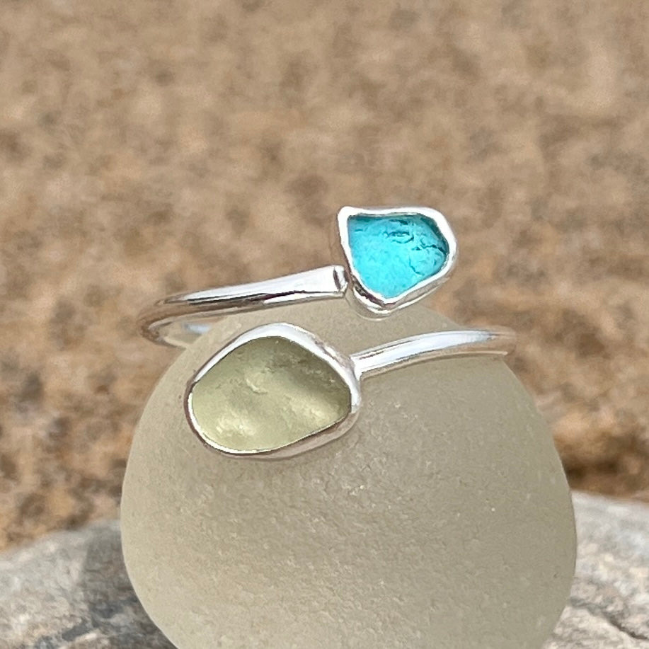 Adjustable Sea Glass Rings