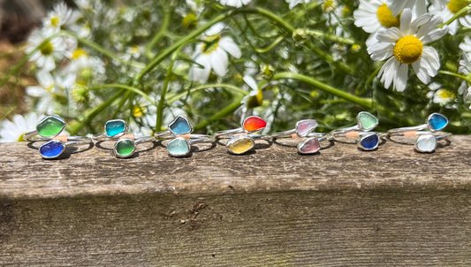 Adjustable Sea Glass Rings